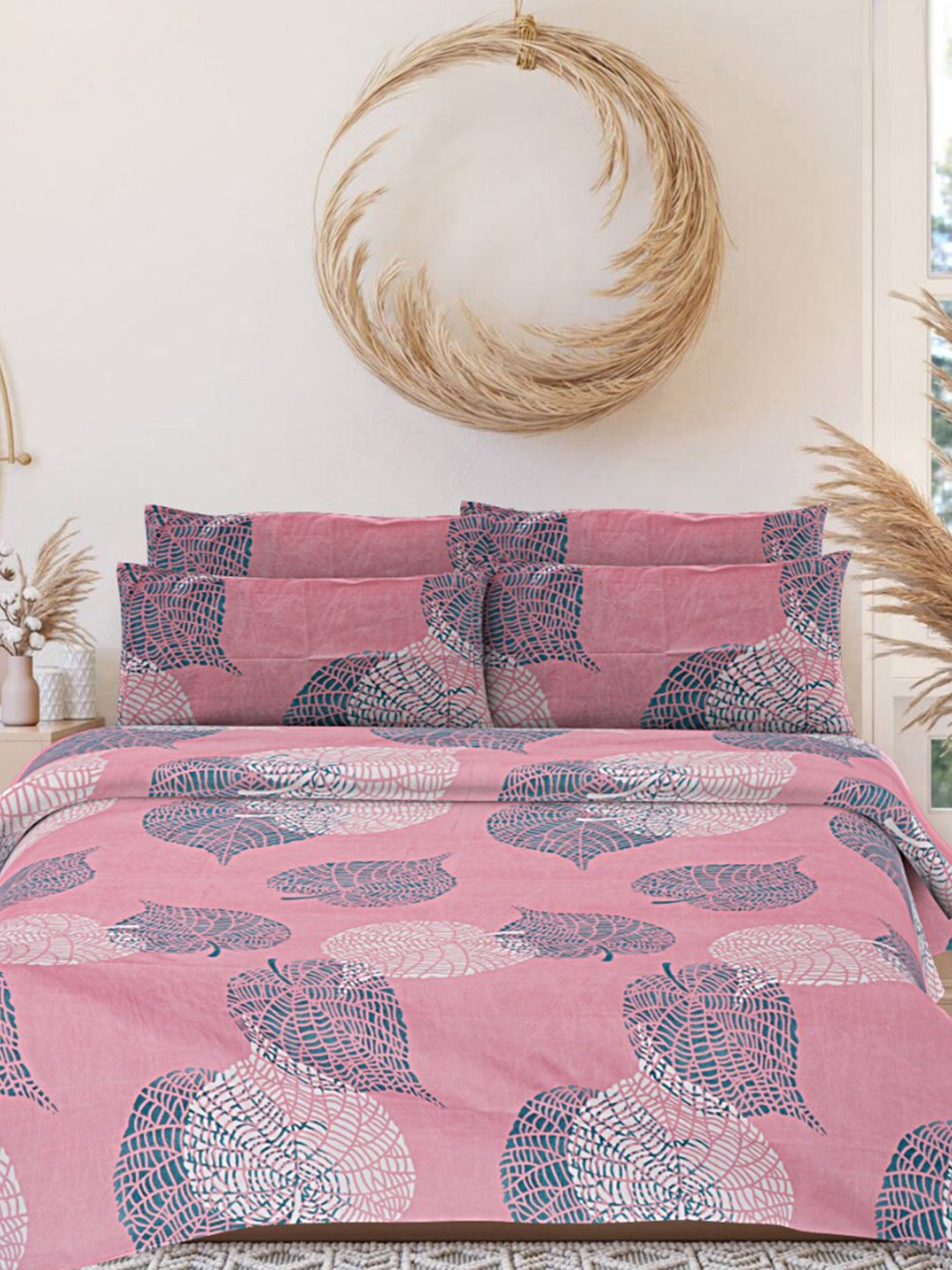 INDHOME LIFE Pink & Blue Printed 160 TC Pure Cotton Queen Bedsheet & 2 Pillow Covers
INDHOME LIFE Pink & Blue Printed 160 TC Pure Cotton Queen Bedsheet & 2 Pillow Covers