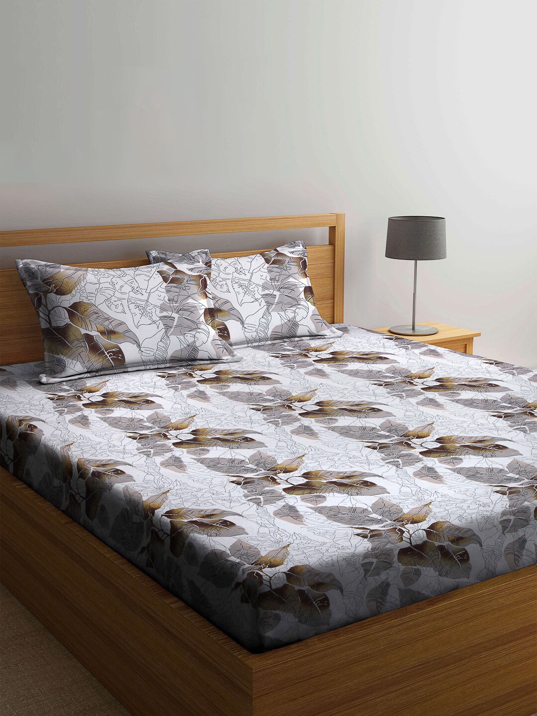 Arrabi Multi Leaf TC Cotton Blend Super King Size Fitted Bedsheet with 2 Pillow Covers, White
Arrabi Multi Leaf TC Cotton Blend Super King Size Fitted Bedsheet with 2 Pillow Covers, White