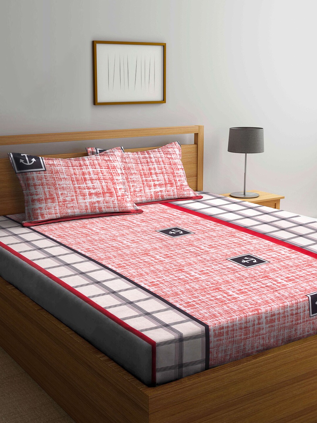 Arrabi Geometric 300 TC Cotton Blend King Size Fitted Bedsheet with 2 Pillow Covers, Red
Arrabi Geometric 300 TC Cotton Blend King Size Fitted Bedsheet with 2 Pillow Covers, Red