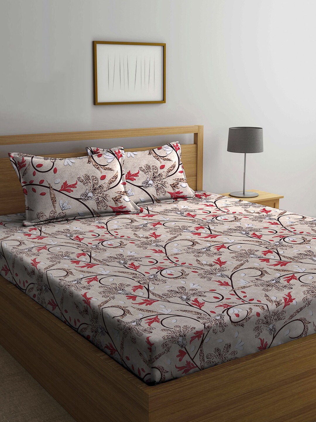 Arrabi Brown & Red Floral Printed 300 TC King Size Fitted Bedsheet with 2 Pillow Covers
Arrabi Brown & Red Floral Printed 300 TC King Size Fitted Bedsheet with 2 Pillow Covers