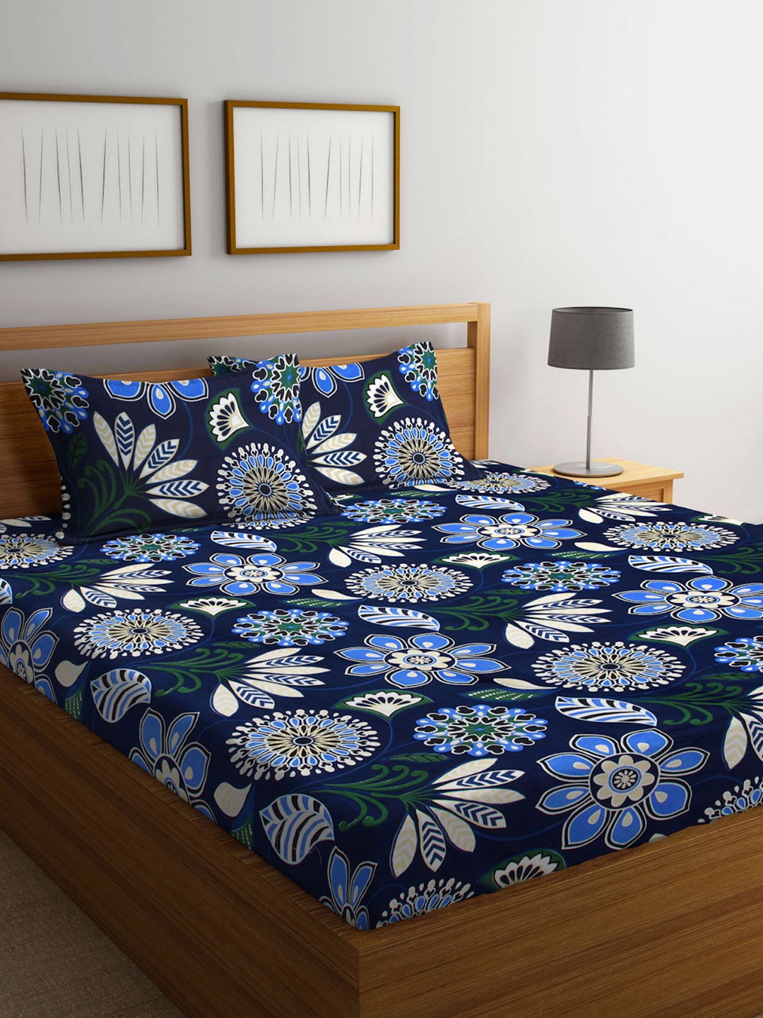 Arrabi Blue Floral 300 TC Cotton Blend King Size Fitted Bedsheet with 2 Pillow Covers
Arrabi Blue Floral 300 TC Cotton Blend King Size Fitted Bedsheet with 2 Pillow Covers