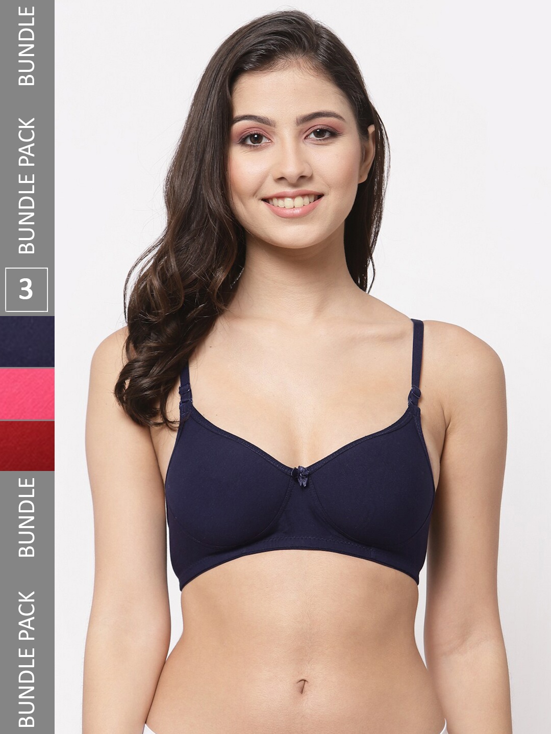 College Girl Pack Of 3 Lightly Padded Seamless All Day Comfort Cotton T-shirt Bra, Navy blue
College Girl Pack Of 3 Lightly Padded Seamless All Day Comfort Cotton T-shirt Bra, Navy blue