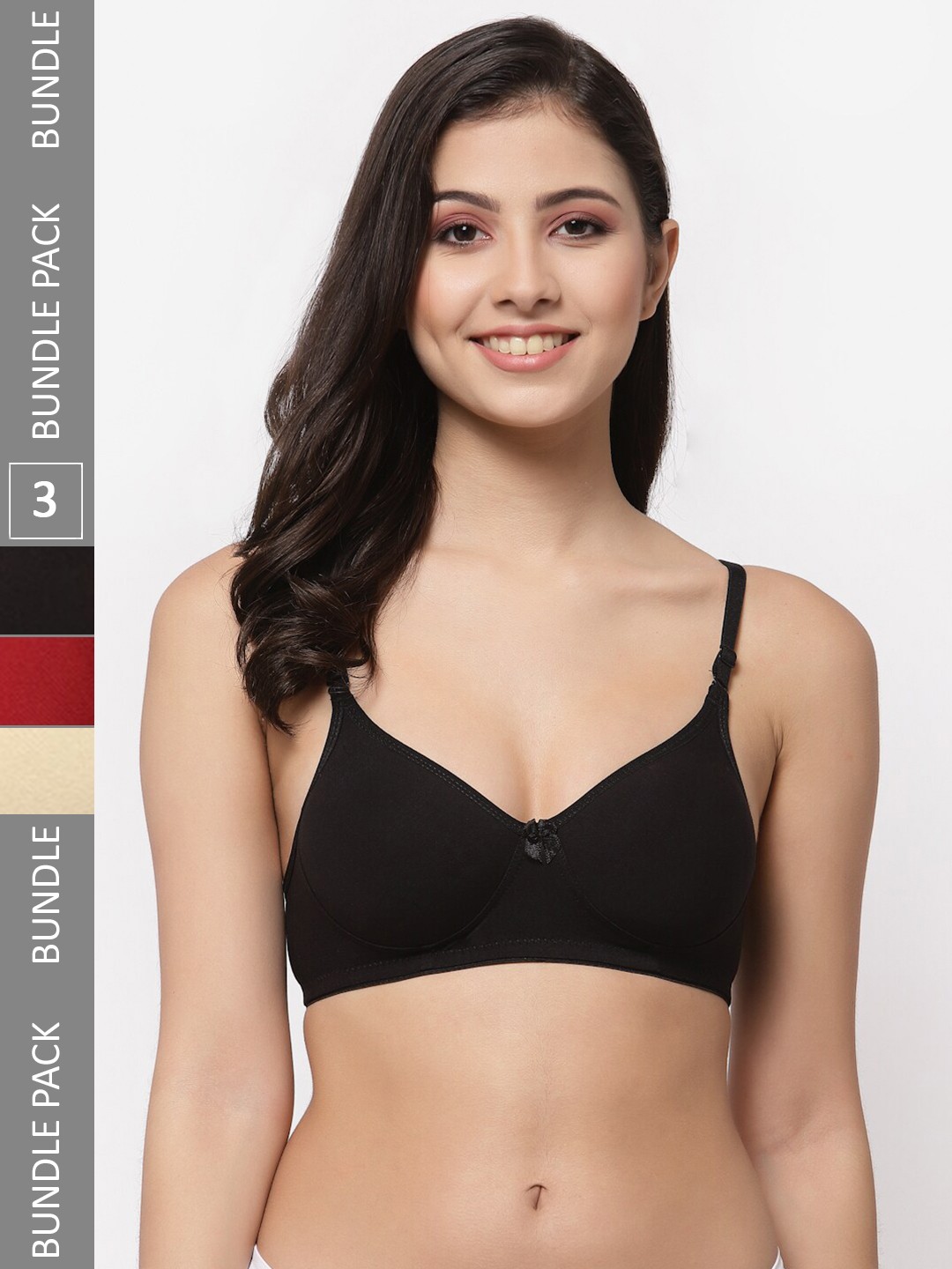 College Girl Pack Of 3 Lightly Padded Seamless All Day Comfort Cotton T-shirt Bra, Black
College Girl Pack Of 3 Lightly Padded Seamless All Day Comfort Cotton T-shirt Bra, Black
