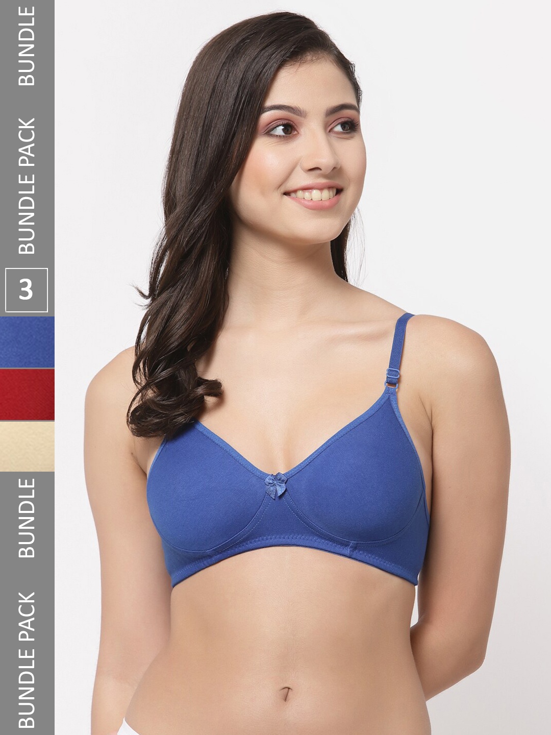 College Girl Pack of 3 Lightly Padded Non-Wired Full Coverage Cotton T-shirt Bra, Blue
College Girl Pack of 3 Lightly Padded Non-Wired Full Coverage Cotton T-shirt Bra, Blue