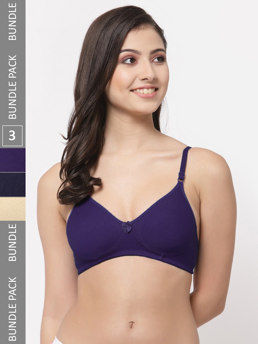 College Girl Pack Of 3 Lightly Padded Non-Wired All Day Comfort Seamless Cotton Bra, Navy blue
College Girl Pack Of 3 Lightly Padded Non-Wired All Day Comfort Seamless Cotton Bra, Navy blue