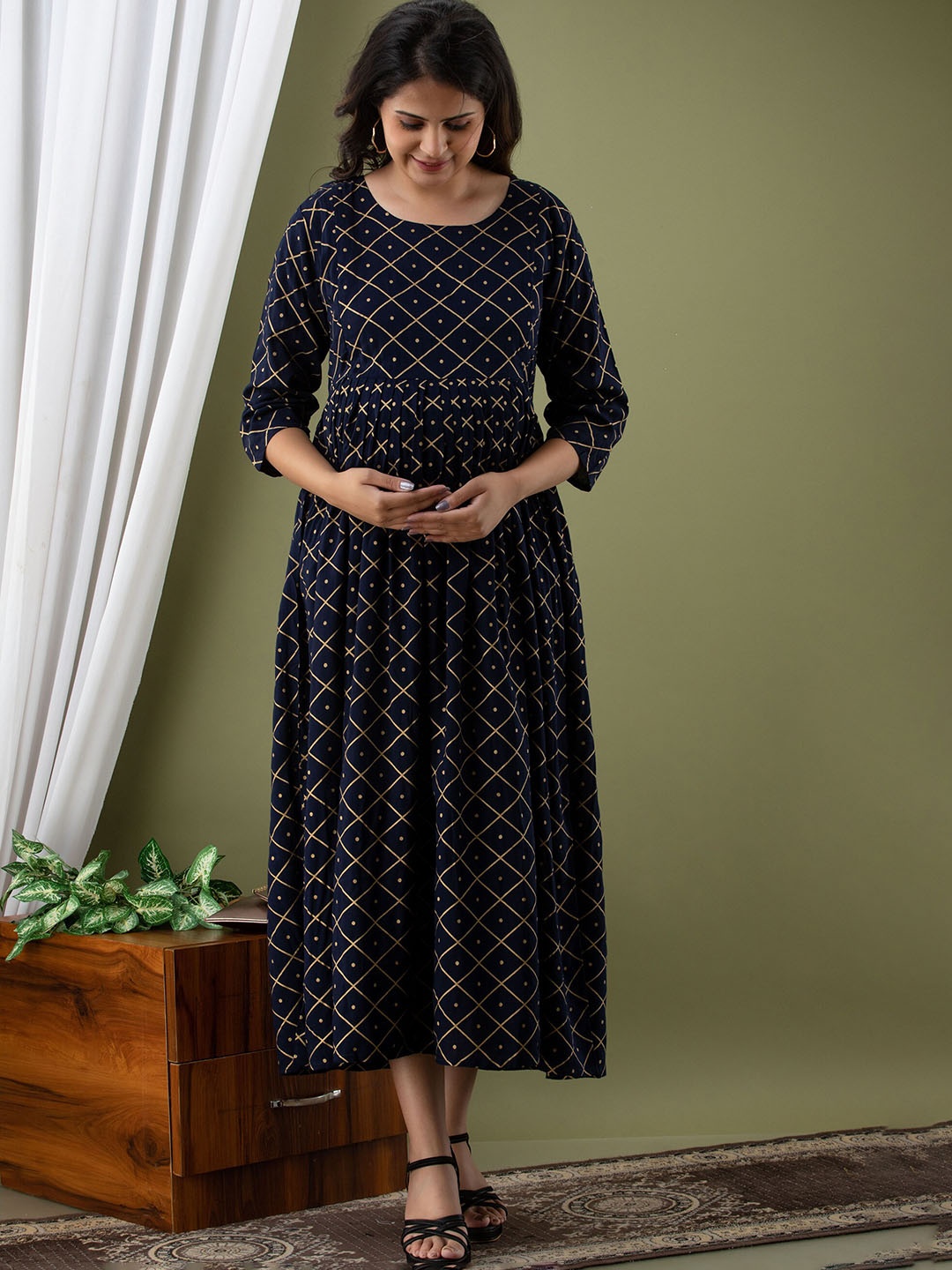 Mialo fashion Women Geometric Printed Maternity Empire Maxi Ethnic Dresses, Navy blue
Mialo fashion Women Geometric Printed Maternity Empire Maxi Ethnic Dresses, Navy blue