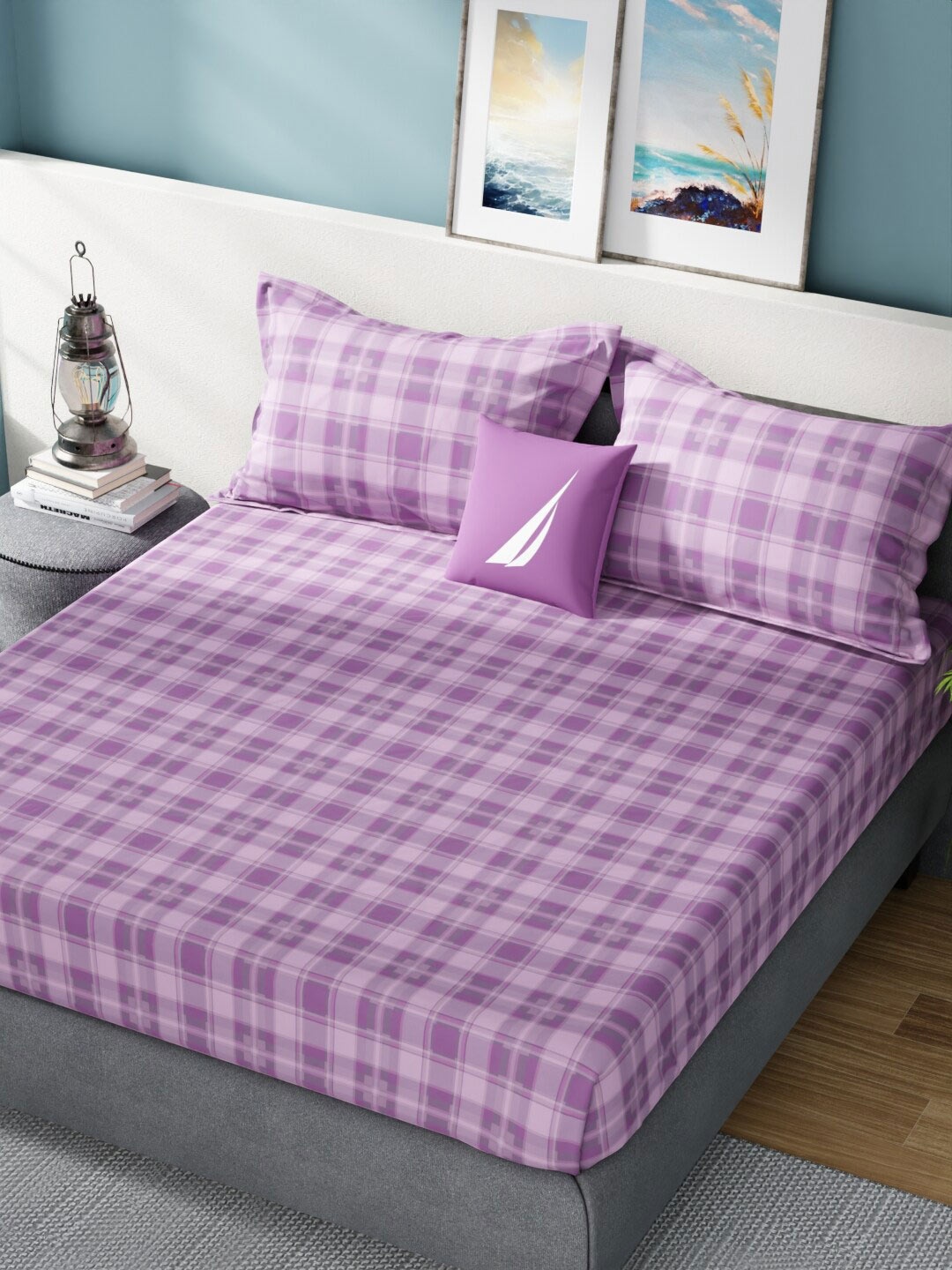 Nautica Bradford Purple Geometric 160 TC Pure Cotton King Bedsheet & 2 Pillow Covers
Nautica Bradford Purple Geometric 160 TC Pure Cotton King Bedsheet & 2 Pillow Covers