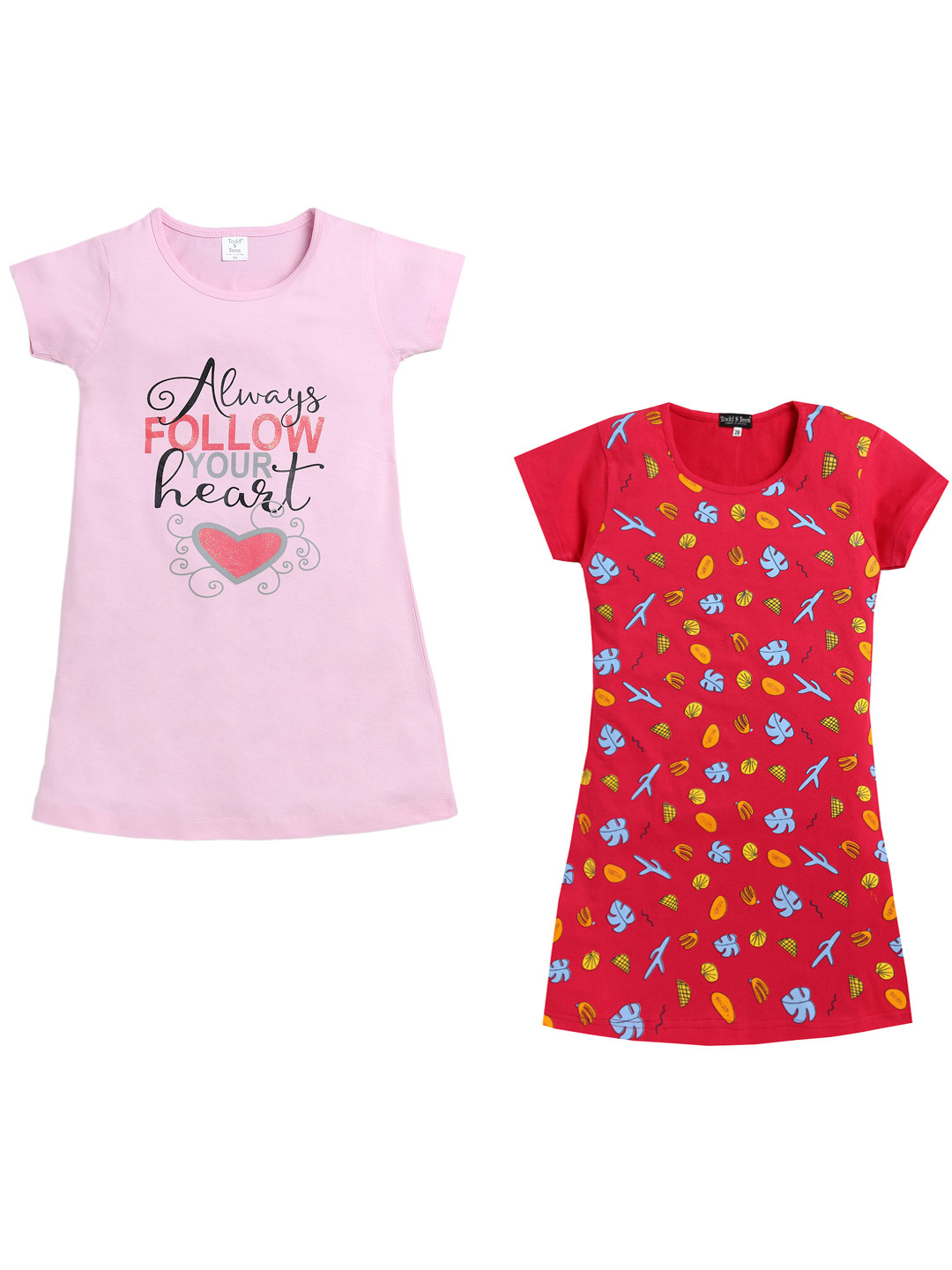 Todd N Teen Girls Pack Of 2 Conversational Printed Pure Cotton Nightdress, Pink
Todd N Teen Girls Pack Of 2 Conversational Printed Pure Cotton Nightdress, Pink
