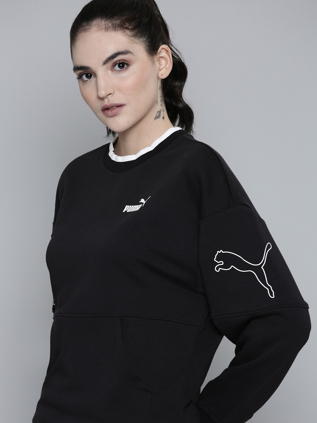 Puma Women Brand Logo Placement Print Power Crew Neck Coluorblocked Sweatshirt, Black
Puma Women Brand Logo Placement Print Power Crew Neck Coluorblocked Sweatshirt, Black