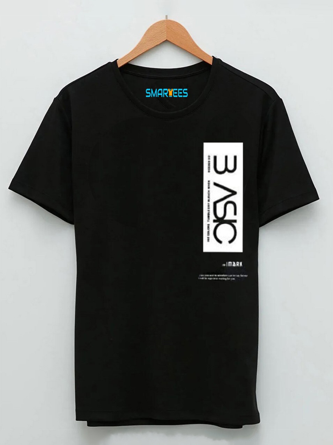 SMARTEES Typography Printed Cotton T-shirt, Black
