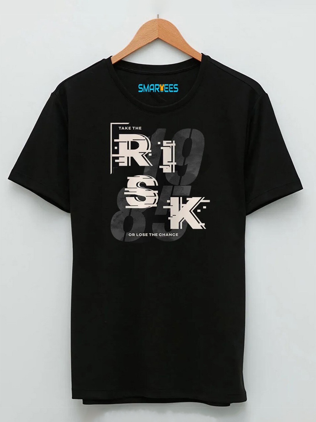SMARTEES Typography Printed Cotton T-Shirt, Black
