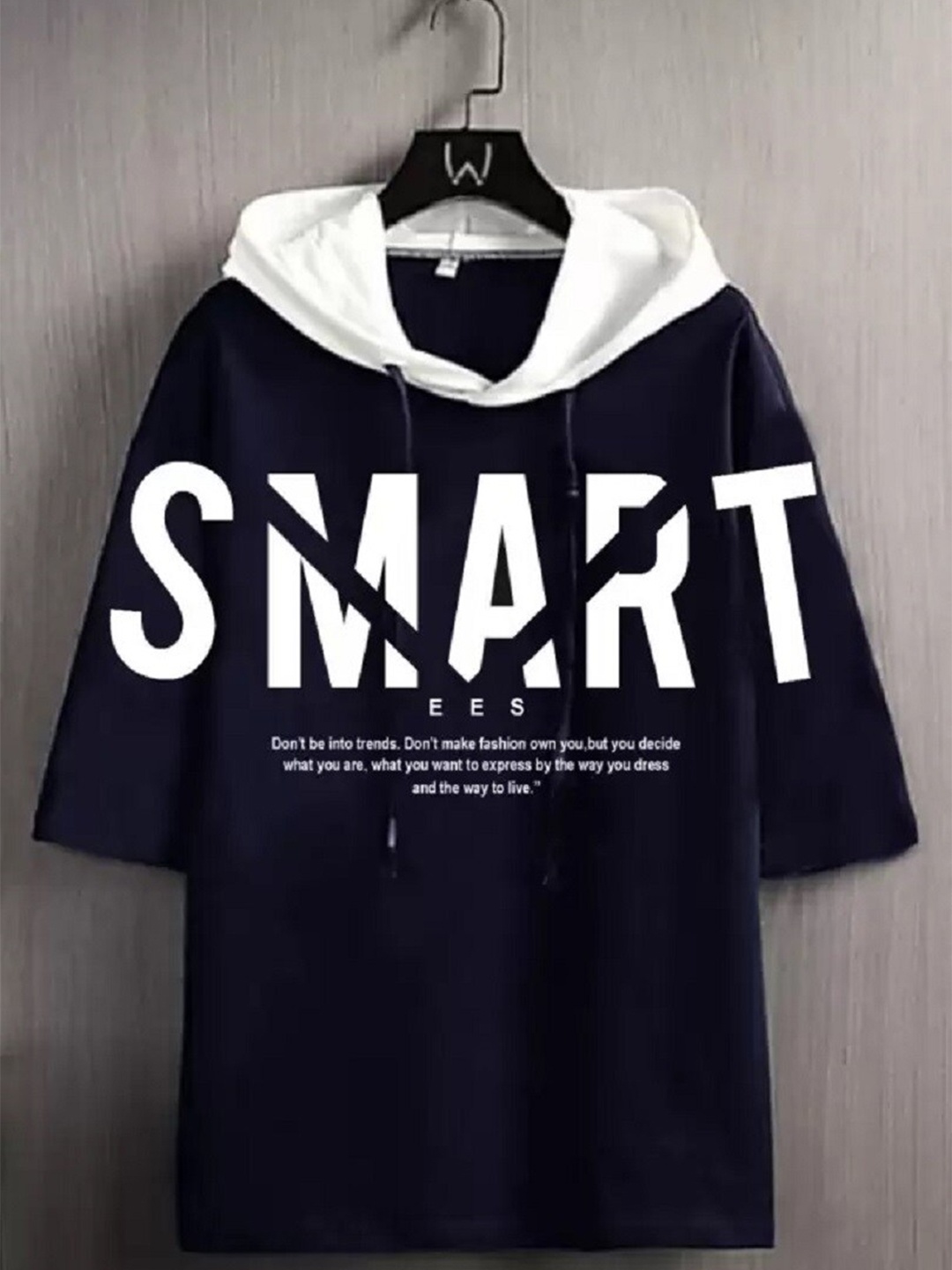 SMARTEES Typography Printed Hooded Drop-Shoulder Sleeves Cotton T-shirt, Navy blue
SMARTEES Typography Printed Hooded Drop-Shoulder Sleeves Cotton T-shirt, Navy blue