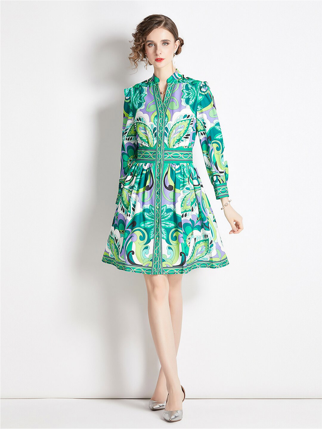JC Collection Tropical Print Fit & Flare Dress, Green 
JC Collection Tropical Print Fit & Flare Dress, Green