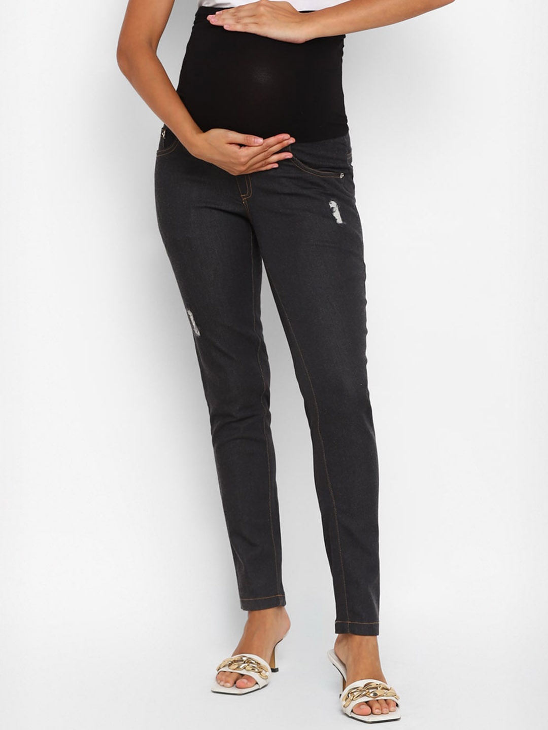 Momsoon Maternity Women Skinny Fit Mildly Distressed Stretchable Maternity Jeans, Black
Momsoon Maternity Women Skinny Fit Mildly Distressed Stretchable Maternity Jeans, Black