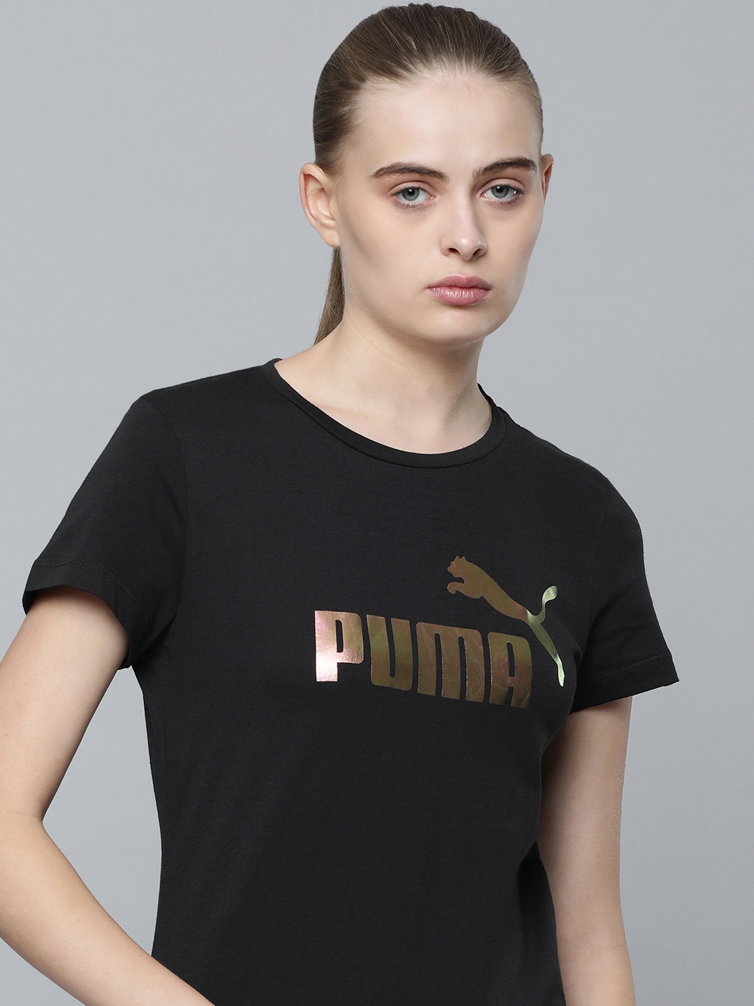 Puma Women Essentials+ Nova Shine Brand Logo Printed Pure Cotton Regular Fit T-shirt, Black
Puma Women Essentials+ Nova Shine Brand Logo Printed Pure Cotton Regular Fit T-shirt, Black