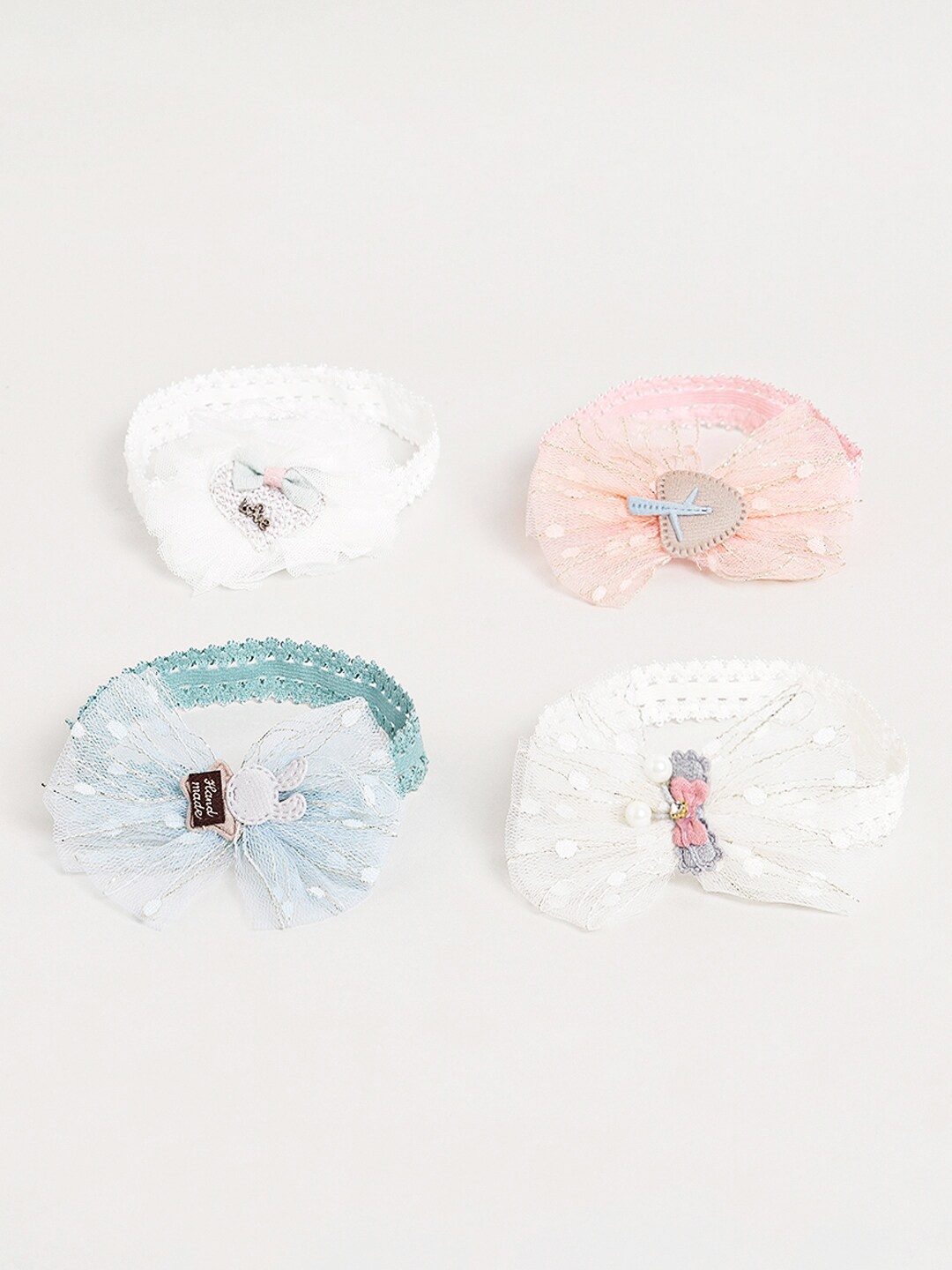 EL REGALO Girls Set Of 4 Embellished Hairbands, Peach