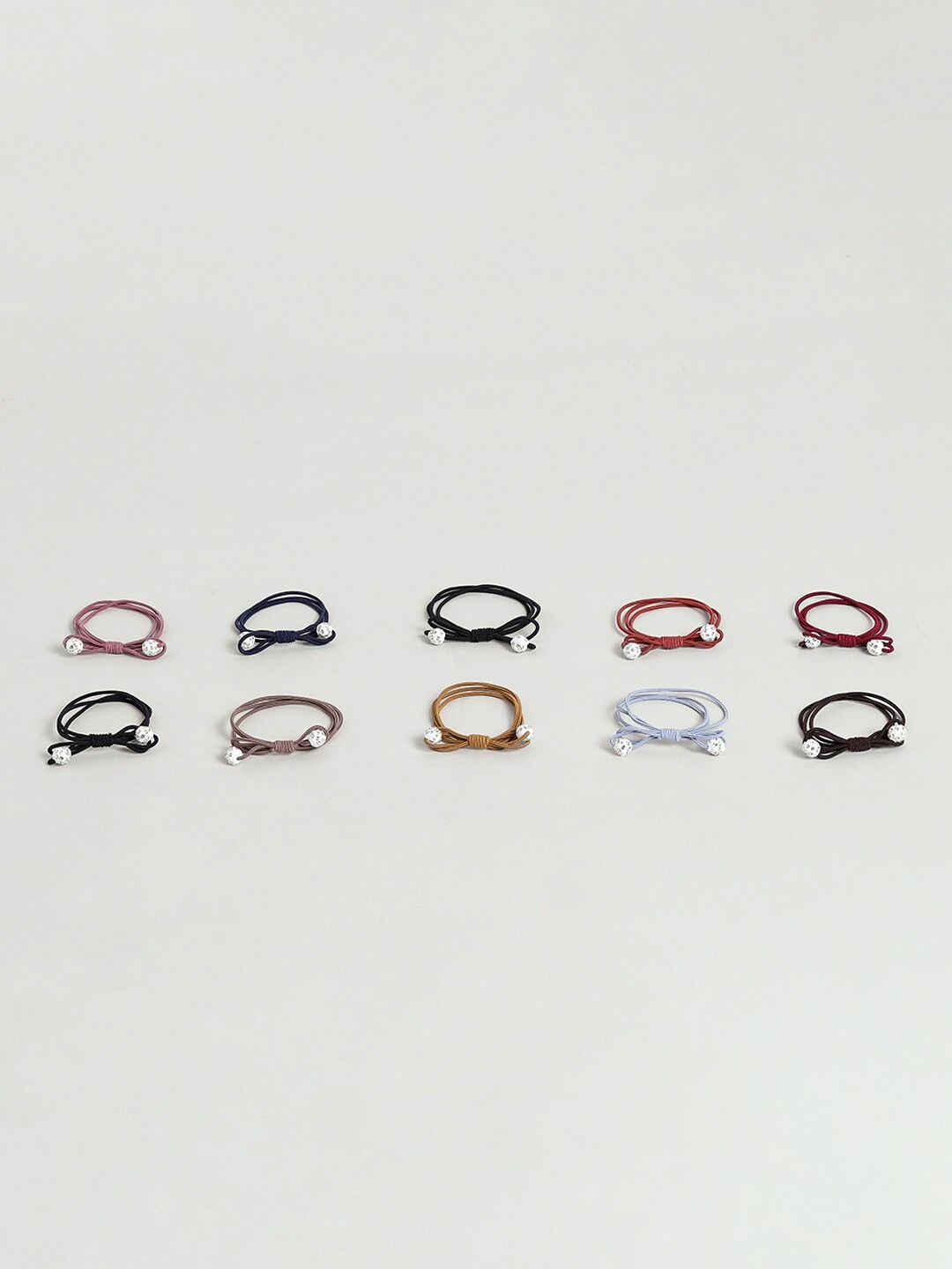 EL REGALO Girls Set Of 10 Ponytail Holders, Grey