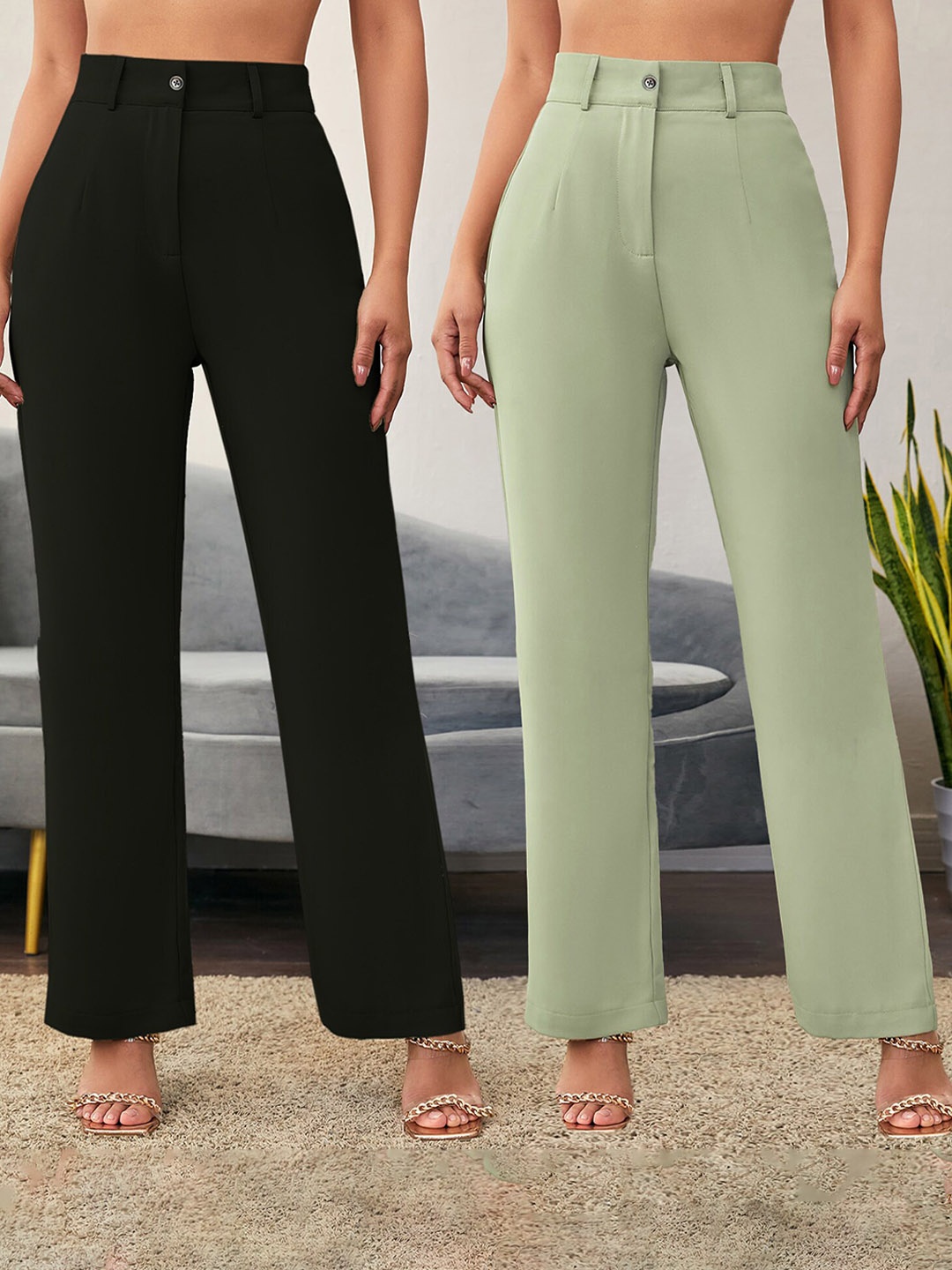 LEE TEX Women Pack Of 2 Relaxed Straight Leg High-Rise Parallel Trousers, Green
LEE TEX Women Pack Of 2 Relaxed Straight Leg High-Rise Parallel Trousers, Green