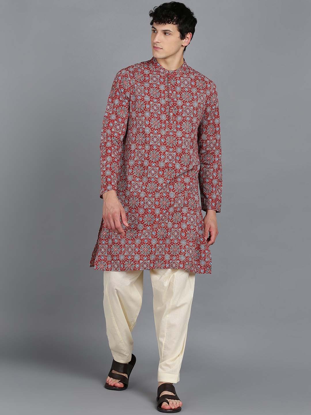 HERE&NOW Red & Cream Ethnic Motif Printed Band Collar Pure Cotton Kurta With Pyjamas
HERE&NOW Red & Cream Ethnic Motif Printed Band Collar Pure Cotton Kurta With Pyjamas