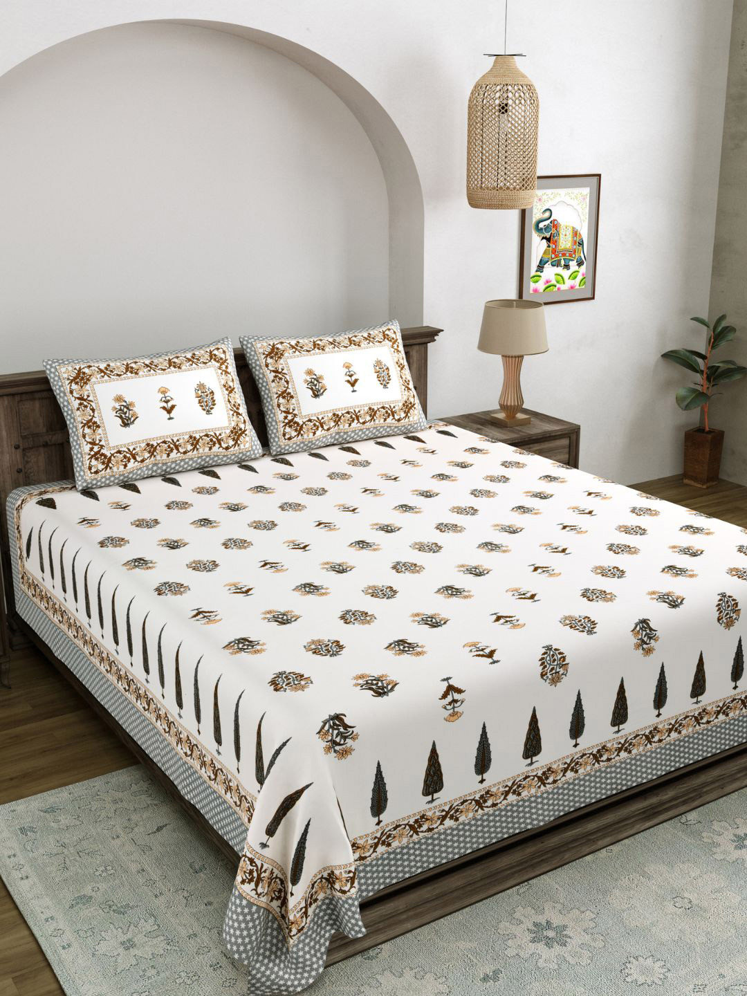 LIVING ROOTS White & Grey Printed 210 TC Pure Cotton King Bedsheet & 2 Pillow Covers
LIVING ROOTS White & Grey Printed 210 TC Pure Cotton King Bedsheet & 2 Pillow Covers