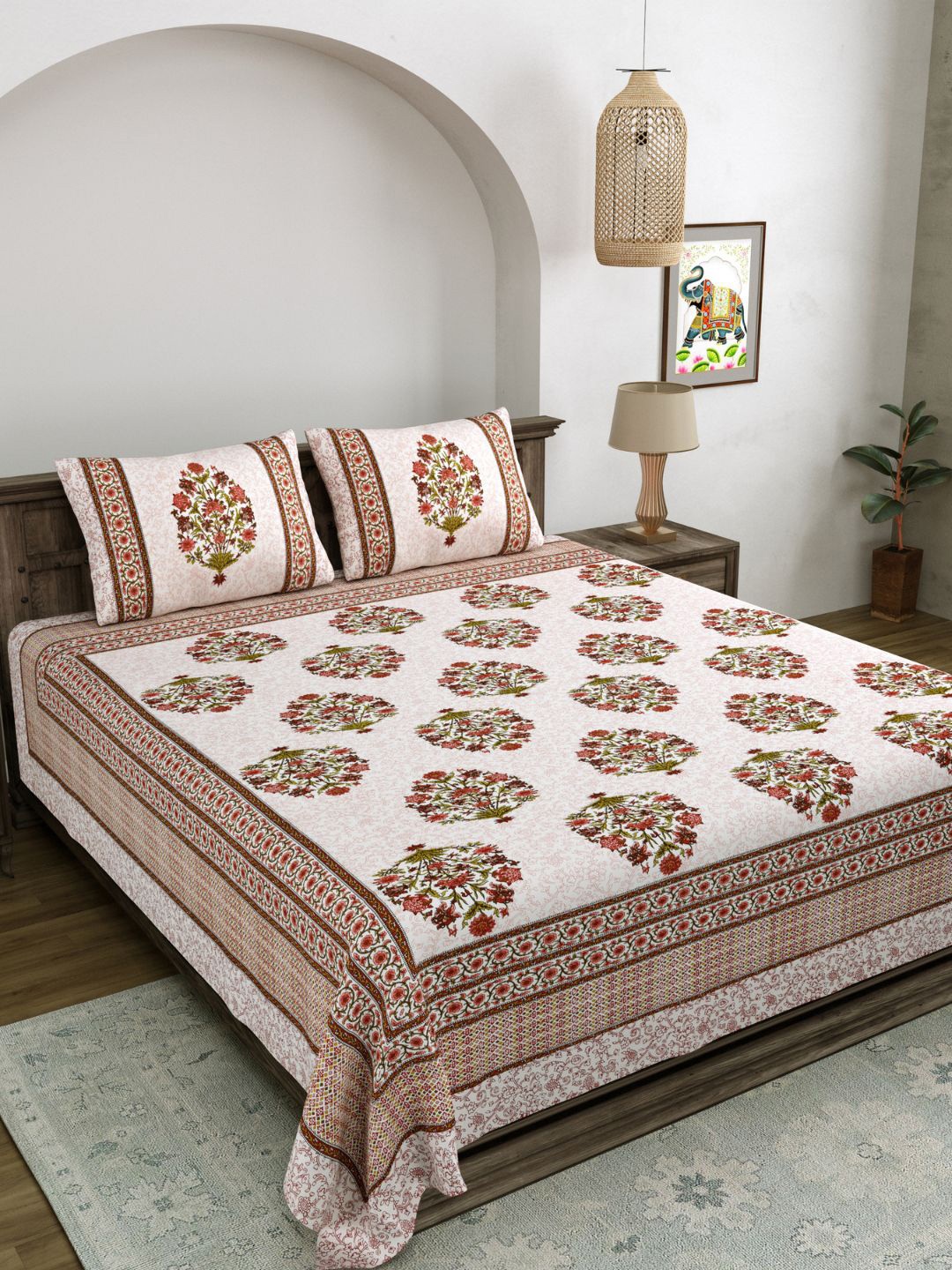 LIVING ROOTS White & Red Printed 210 TC Pure Cotton King Bedsheet & 2 Pillow Covers
LIVING ROOTS White & Red Printed 210 TC Pure Cotton King Bedsheet & 2 Pillow Covers