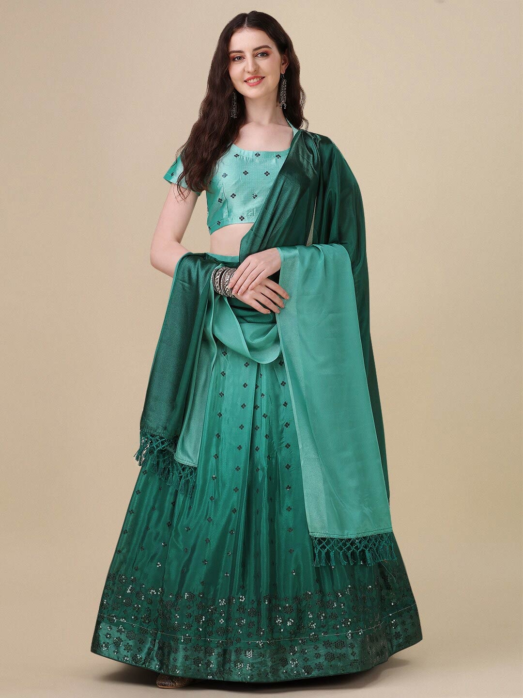 Granthva Fab Embroidered Sequinned Ready to Wear Lehenga & Unstitched Blouse With Dupatta, Green
Granthva Fab Embroidered Sequinned Ready to Wear Lehenga & Unstitched Blouse With Dupatta, Green