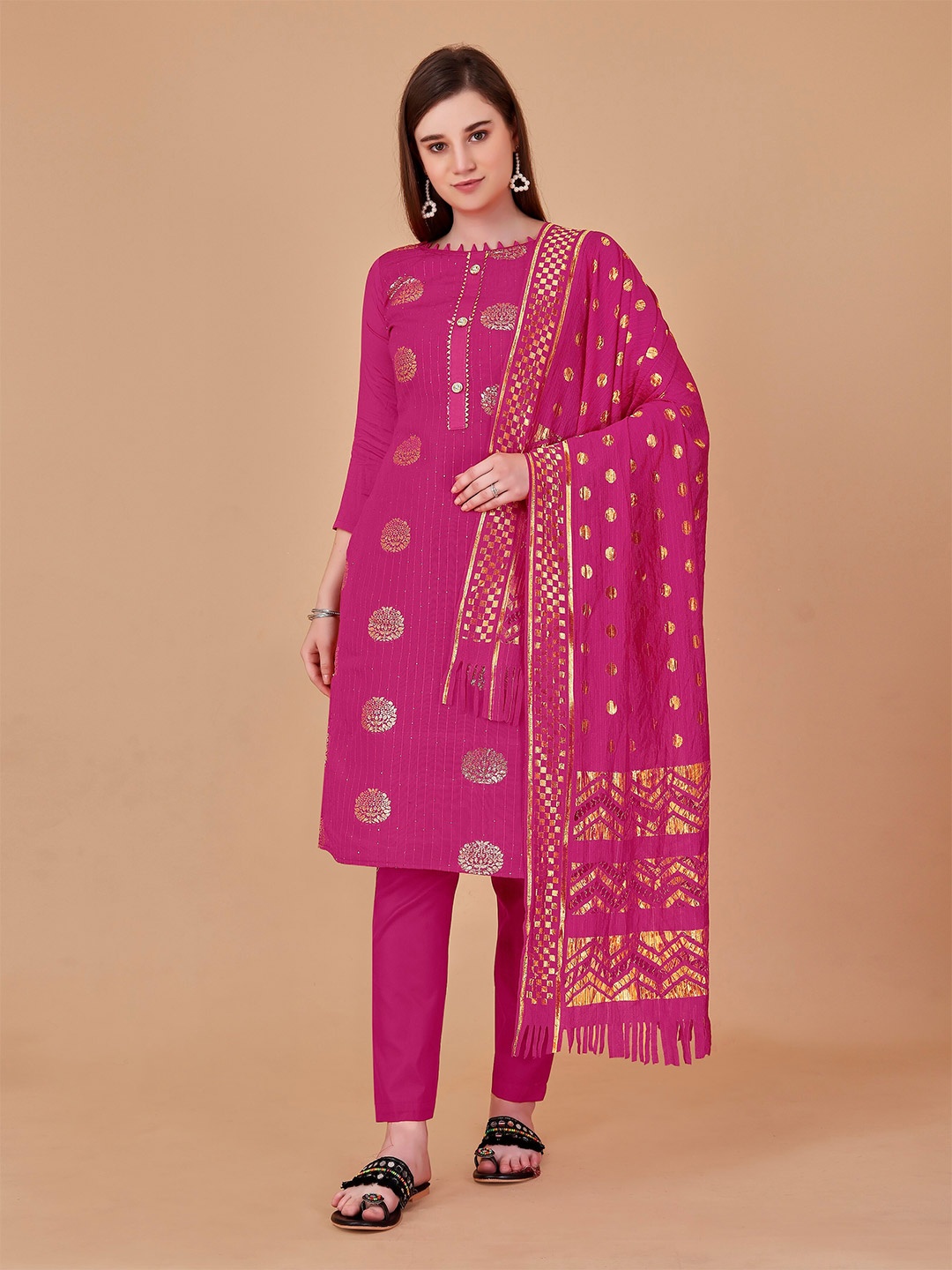 Fashion FRICKS Ethnic Motif Woven Design With Gotta Patti Unstitched Dress Material, Pink
Fashion FRICKS Ethnic Motif Woven Design With Gotta Patti Unstitched Dress Material, Pink