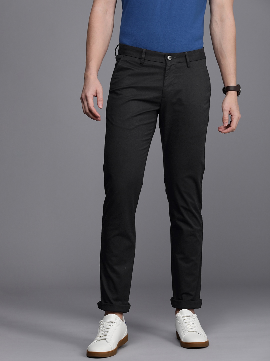 Allen Solly Men Slim Fit Trousers, Black