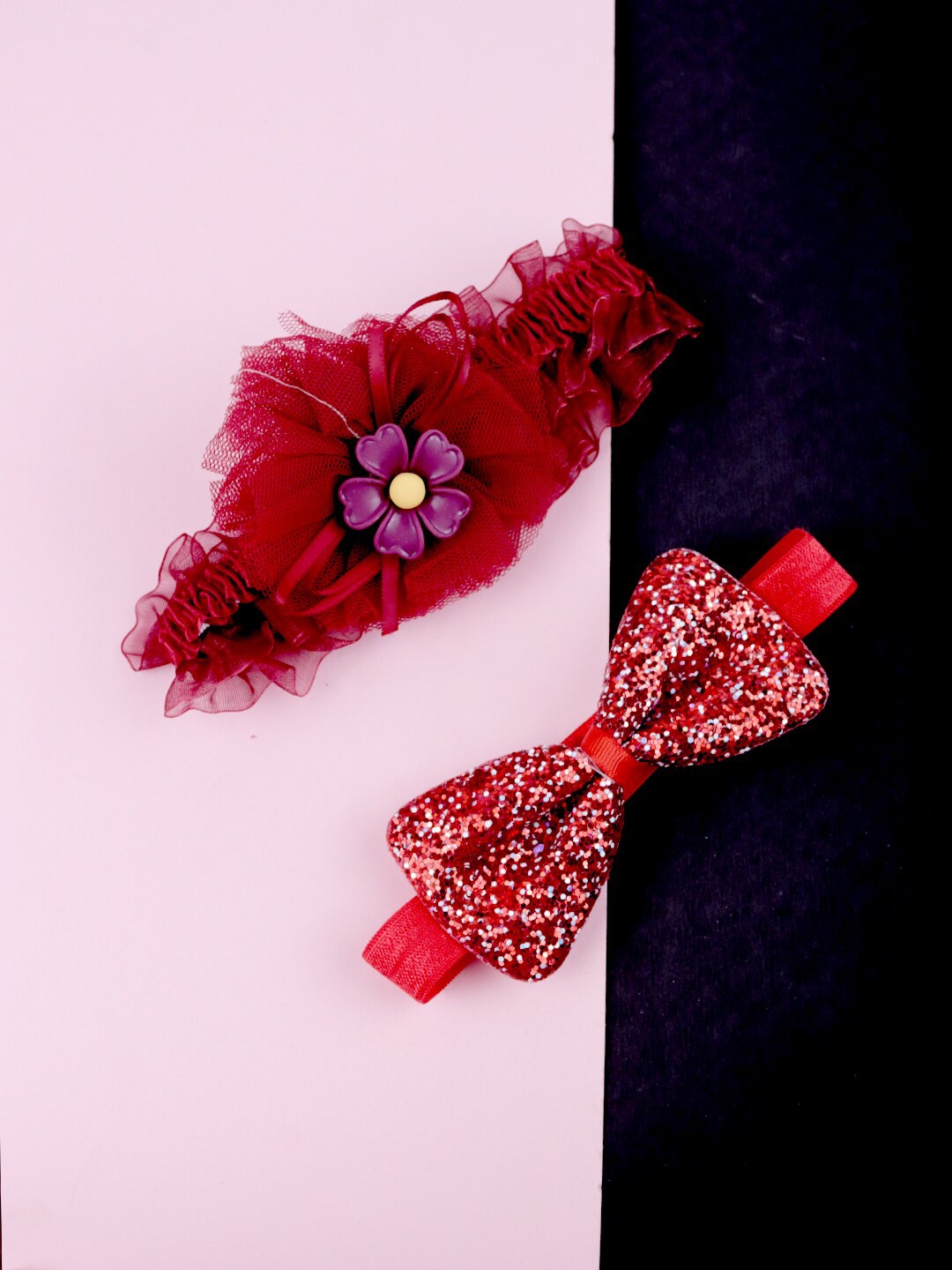 Krelin Girls Set of 2 Embellished Hairband, Red