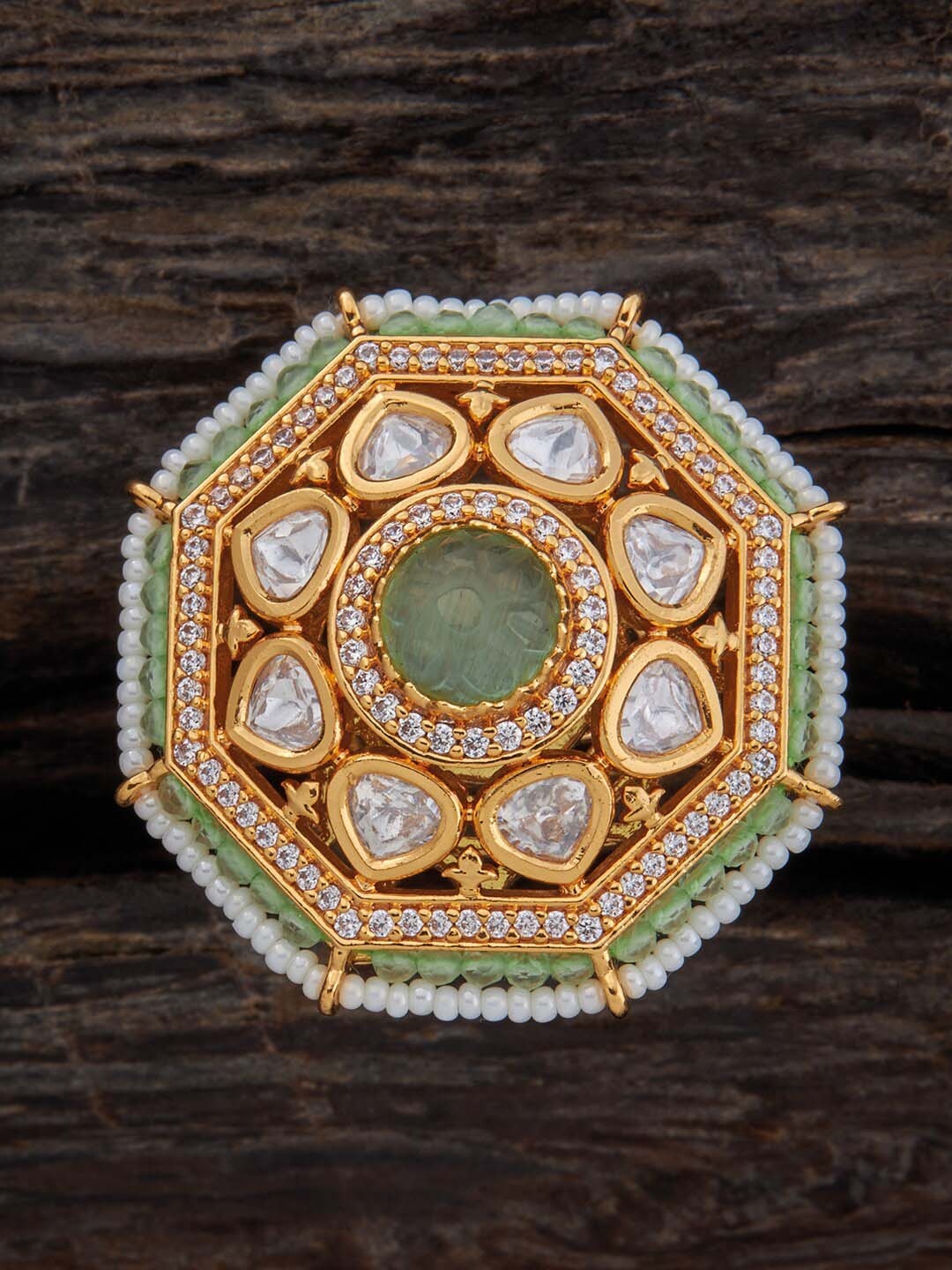 Kushal's Fashion Jewellery Gold-Plated Kundan Stone & Pearl Beaded Adjustable Finger Ring
Kushal's Fashion Jewellery Gold-Plated Kundan Stone & Pearl Beaded Adjustable Finger Ring