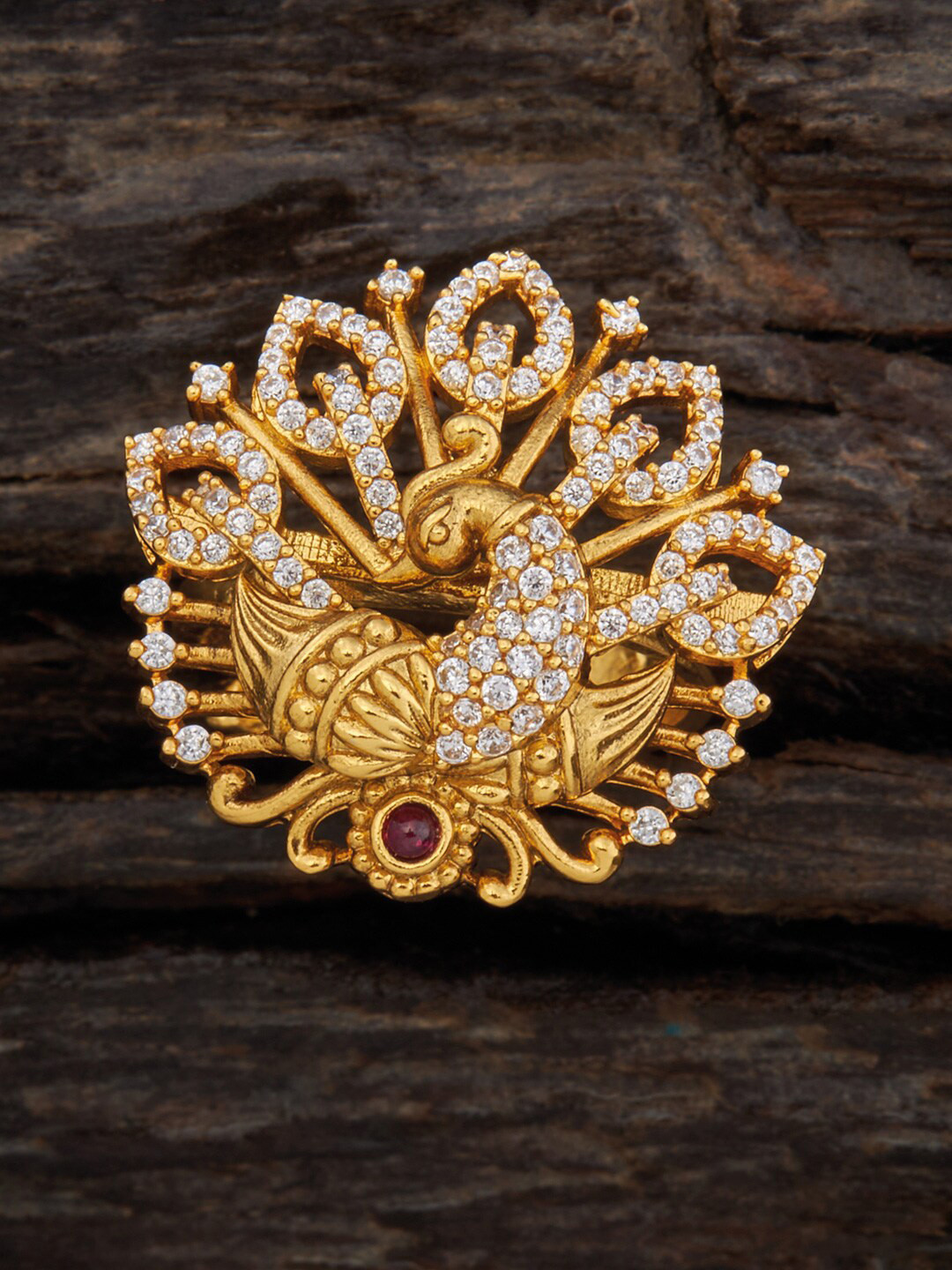 Kushal's Fashion Jewellery Gold-Plated Cubic Zirconia Stone-Studded Peacock Finger Ring 
Kushal's Fashion Jewellery Gold-Plated Cubic Zirconia Stone-Studded Peacock Finger Ring