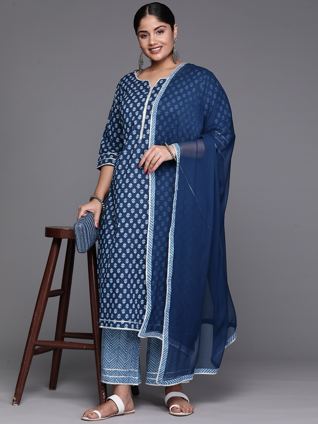 EXTRA LOVE BY LIBAS Women Plus Size Printed Gotta Patti Kurta with Trousers & With Dupatta, Blue
EXTRA LOVE BY LIBAS Women Plus Size Printed Gotta Patti Kurta with Trousers & With Dupatta, Blue