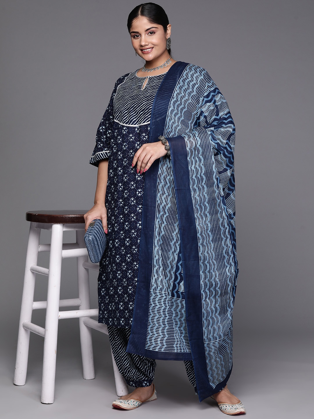 EXTRA LOVE BY LIBAS Women Plus Size Printed Gotta Patti Kurta with Salwar & With Dupatta, Blue
EXTRA LOVE BY LIBAS Women Plus Size Printed Gotta Patti Kurta with Salwar & With Dupatta, Blue