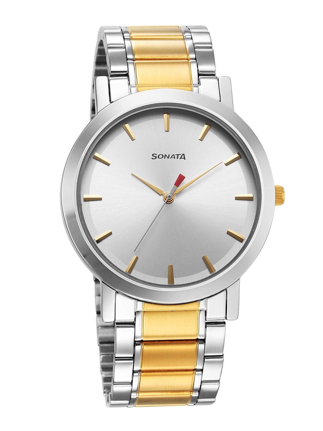 Sonata Men Brass Dial & Stainless Steel Bracelet Style Straps Analogue Watch 77108BM04
Sonata Men Brass Dial & Stainless Steel Bracelet Style Straps Analogue Watch 77108BM04