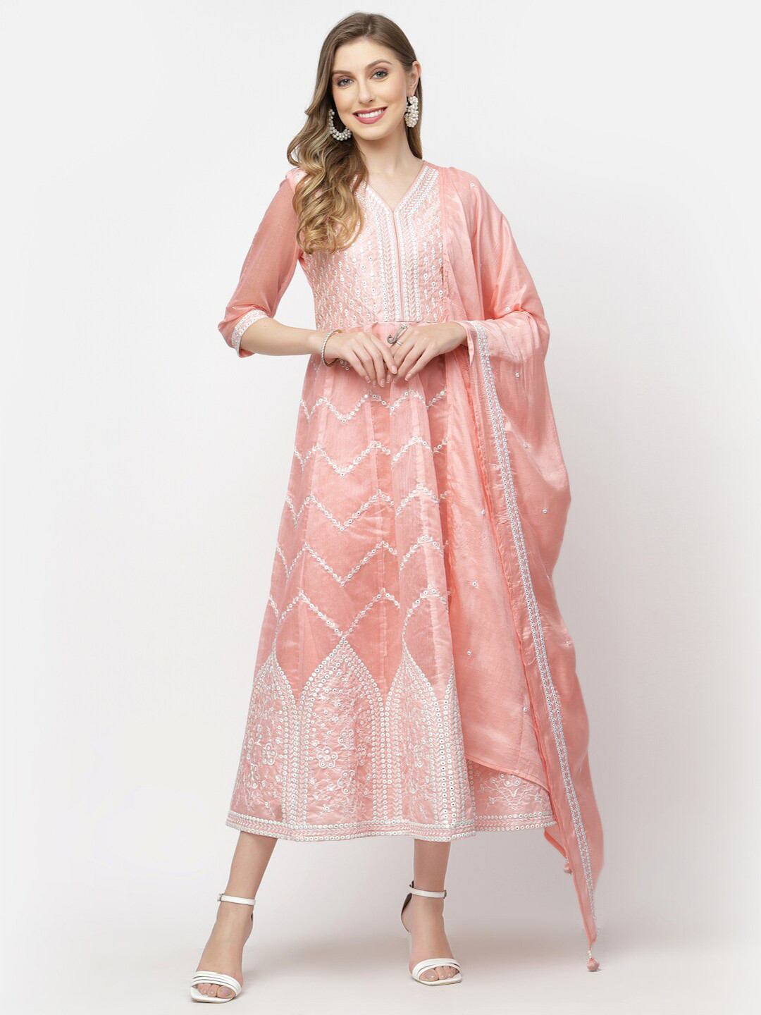 YELLOW CLOUD Ethnic Motif Embroidered Silk Fit & Flare Ethnic Dress With Dupatta, Pink
YELLOW CLOUD Ethnic Motif Embroidered Silk Fit & Flare Ethnic Dress With Dupatta, Pink