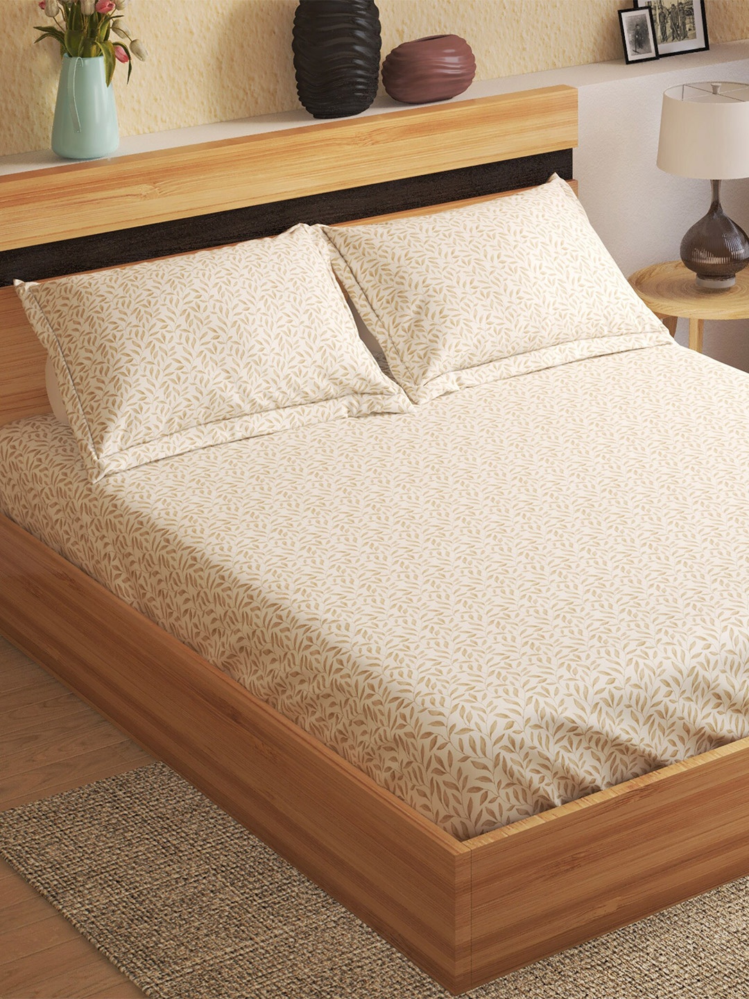 Home Centre Beige & White Leaf Printed 144 TC Cotton King Bedsheet With 2 Pillow Covers
Home Centre Beige & White Leaf Printed 144 TC Cotton King Bedsheet With 2 Pillow Covers