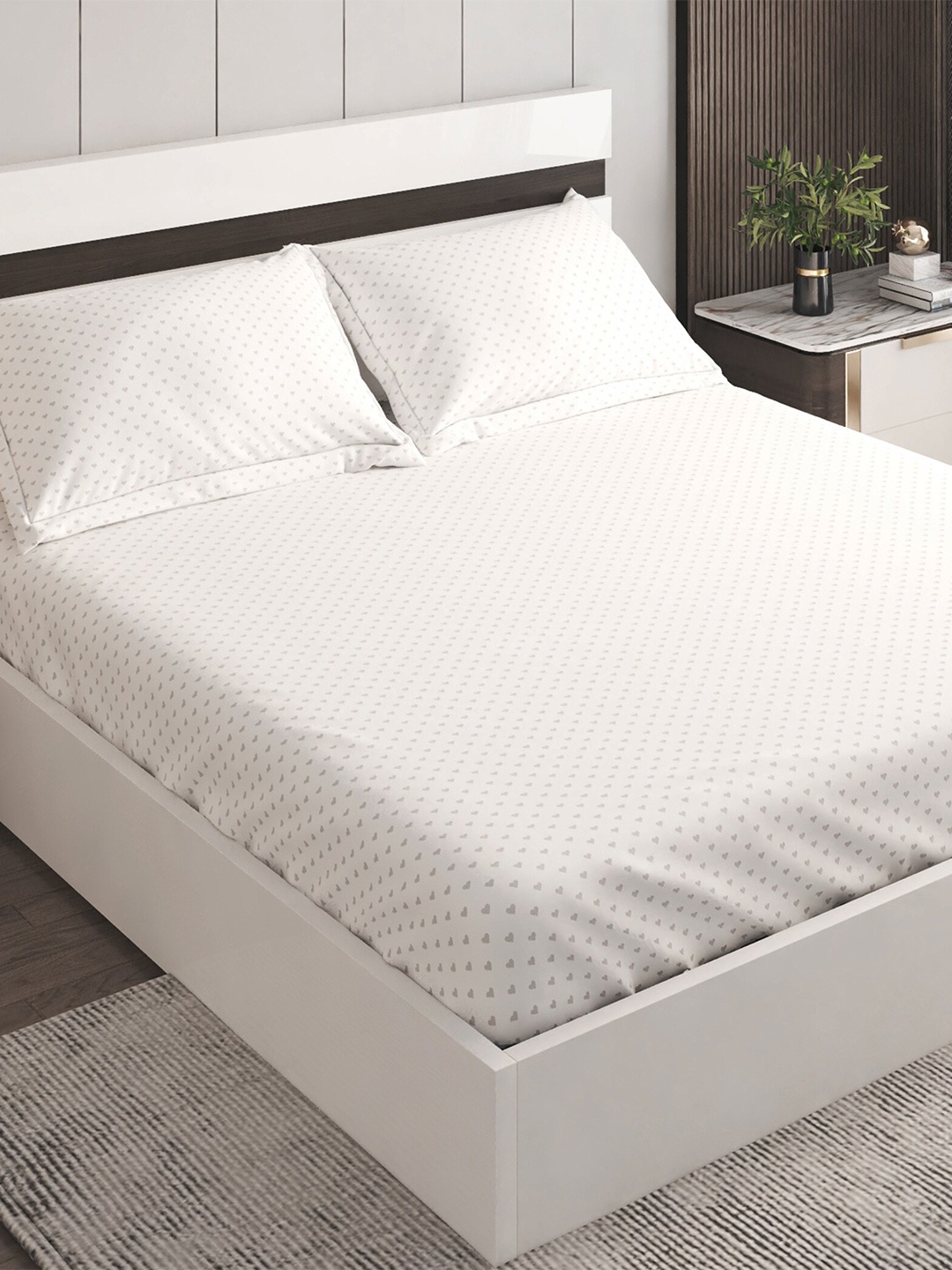 Home Centre White & Grey Geometric Cotton 150 TC Queen Bedsheet With 2 Pillow Covers
Home Centre White & Grey Geometric Cotton 150 TC Queen Bedsheet With 2 Pillow Covers