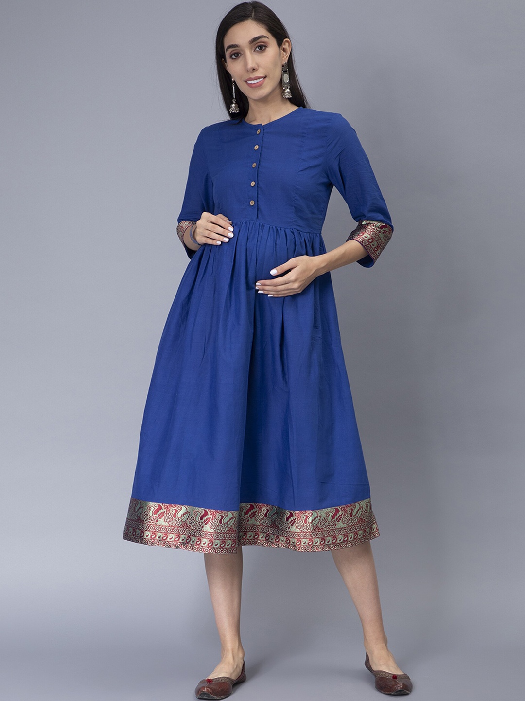 Cot'N Soft Maternity Ethnic Motifs Woven Design Fit & Flare Cotton Dress, Navy blue
Cot'N Soft Maternity Ethnic Motifs Woven Design Fit & Flare Cotton Dress, Navy blue