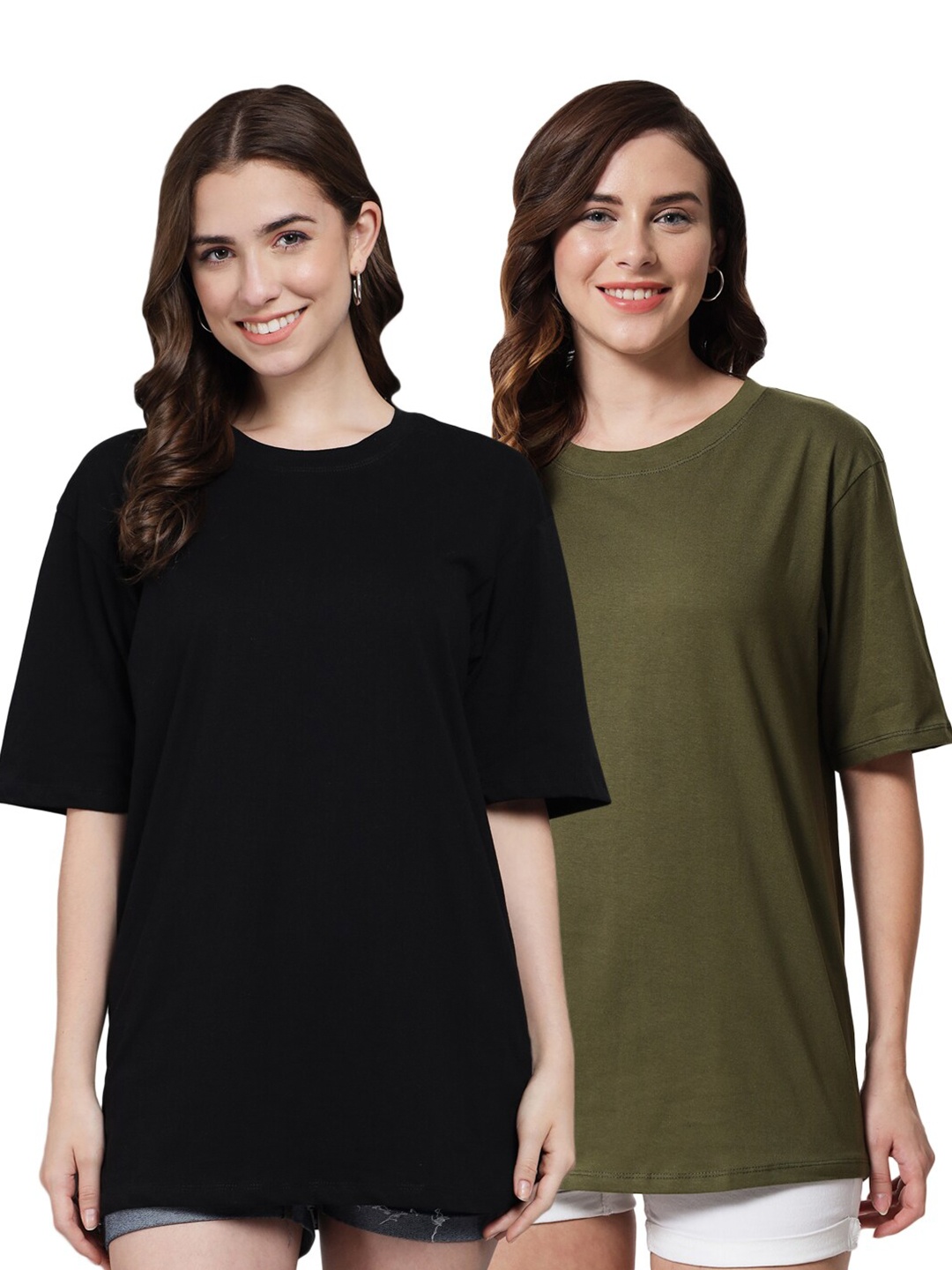 Funday Fashion Pack Of 2 Round Neck Drop-Shoulder Sleeves Oversized Cotton T-Shirt, Black
Funday Fashion Pack Of 2 Round Neck Drop-Shoulder Sleeves Oversized Cotton T-Shirt, Black