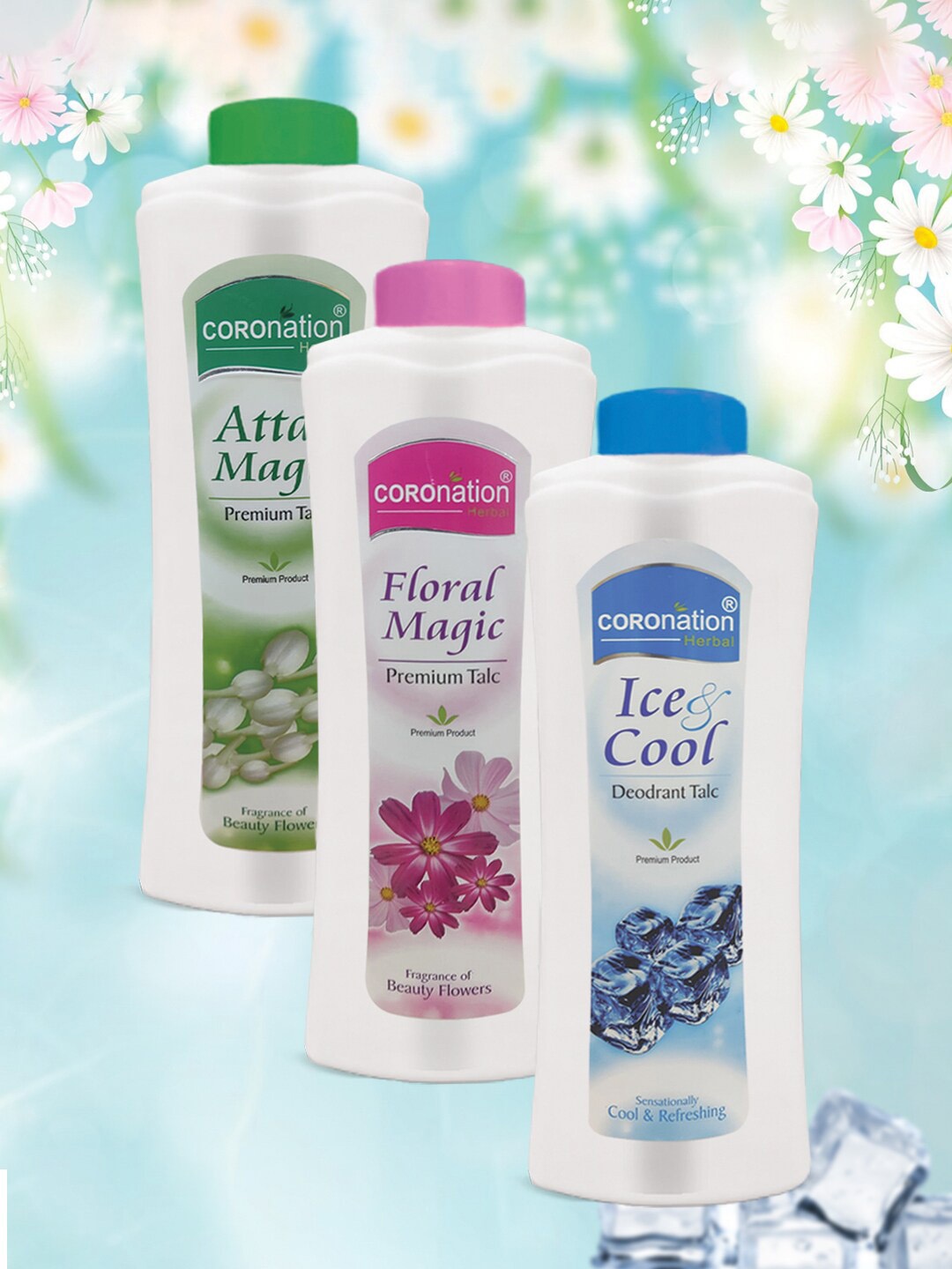 COROnation Herbal Set Of 3 Talc Powders 300g Each - Attar Magic + Floral Magic + Ice Cool, Pink
COROnation Herbal Set Of 3 Talc Powders 300g Each - Attar Magic + Floral Magic + Ice Cool, Pink