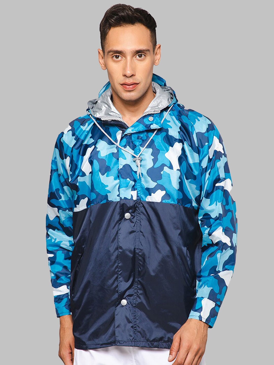 THE CLOWNFISH Men Printed Waterproof Double Coating Reversible Rain Jacket, Turquoise blue
THE CLOWNFISH Men Printed Waterproof Double Coating Reversible Rain Jacket, Turquoise blue