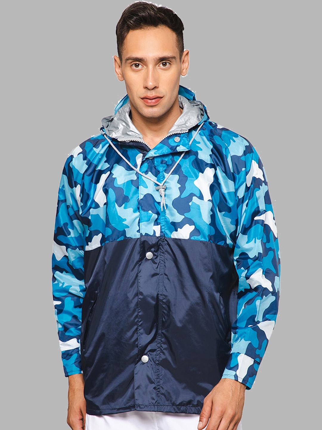 THE CLOWNFISH Napoleon Men Printed Waterproof Double Coating Reversible Rain Jacket, Turquoise blue
THE CLOWNFISH Napoleon Men Printed Waterproof Double Coating Reversible Rain Jacket, Turquoise blue