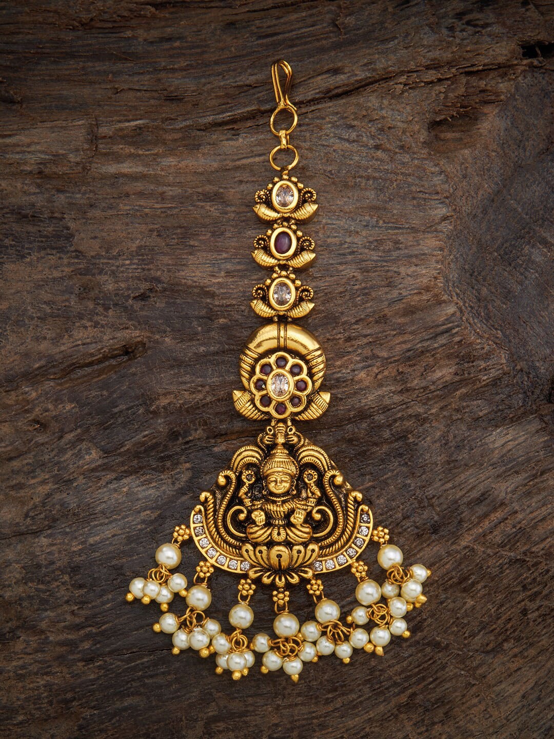 Kushal's Fashion Jewellery Stone-Studded & Faux Pearls-Beaded Antique Maang Tikka, Gold
Kushal's Fashion Jewellery Stone-Studded & Faux Pearls-Beaded Antique Maang Tikka, Gold