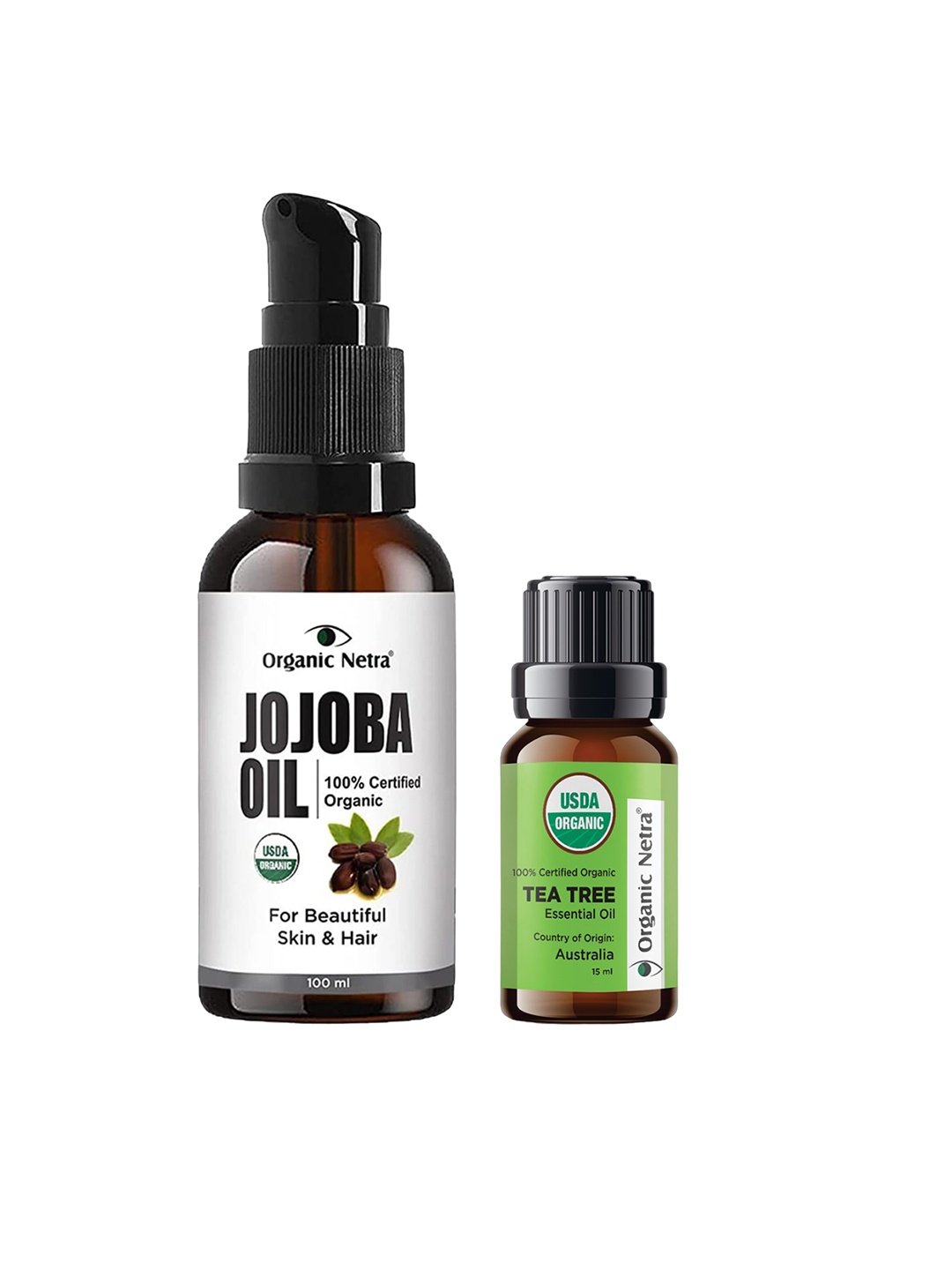 Organic Netra Pure & Natural Cold Pressed Jojoba Oil 100ml & Tea Tree Essential Oil 15ml, Brown
Organic Netra Pure & Natural Cold Pressed Jojoba Oil 100ml & Tea Tree Essential Oil 15ml, Brown