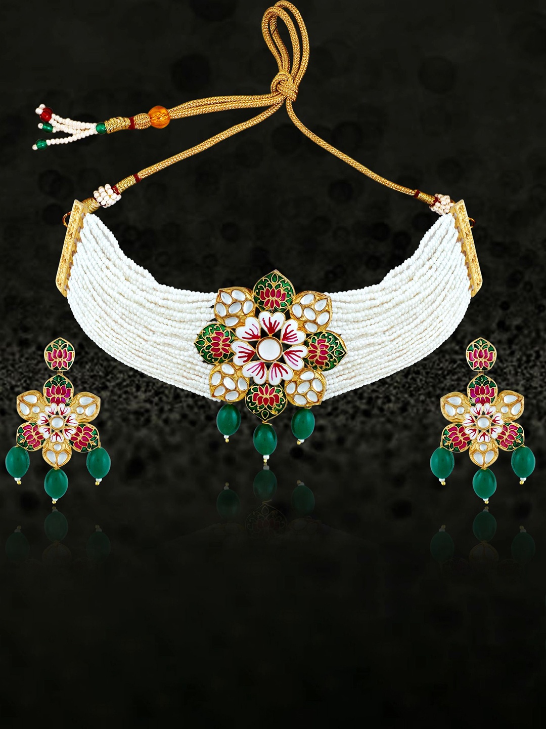 MANSIYAORANGE Gold-Plated Kundan-Studded Necklace & Earrings