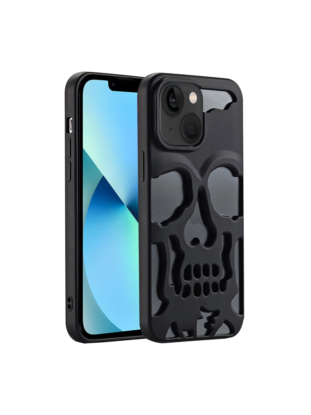 Karwan Cover Compatible iPhone 14 Skull Design Horror Skeleton Back Case, Black