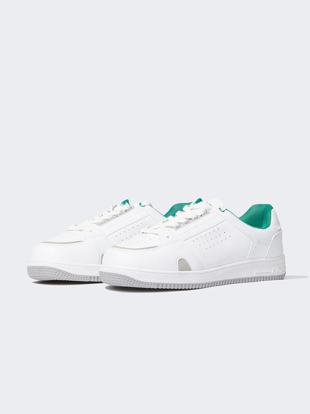 DeFacto Men Perforated PU Casual Sneakers, White