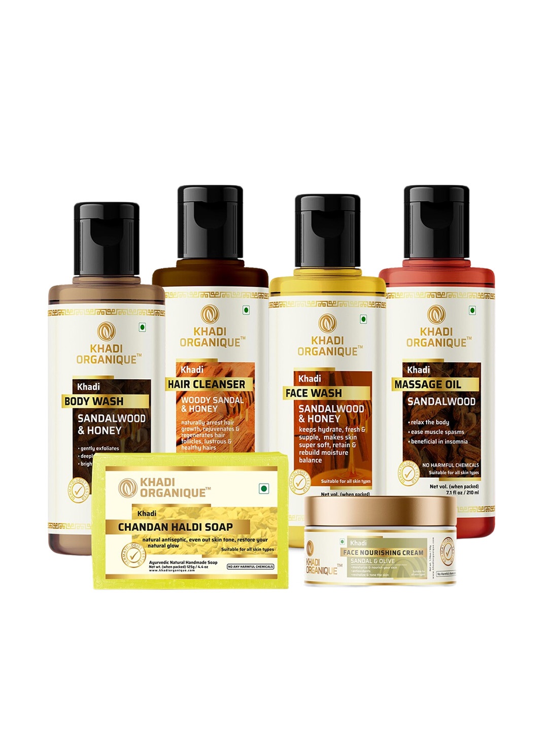 Khadi Organique Pack Of 6 Skin Care Combo Kit For All Types Of Skin & Hair, Transparent
Khadi Organique Pack Of 6 Skin Care Combo Kit For All Types Of Skin & Hair, Transparent