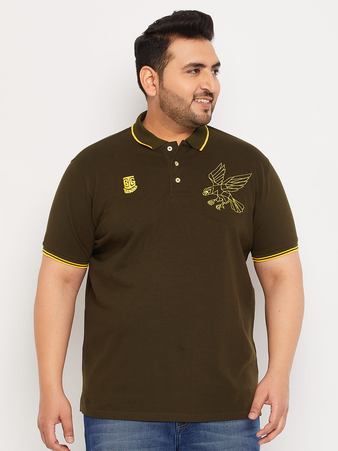 bigbanana Plus Size Embroidered Polo Collar Bio Finish Pure Cotton T-Shirt, Olive
bigbanana Plus Size Embroidered Polo Collar Bio Finish Pure Cotton T-Shirt, Olive