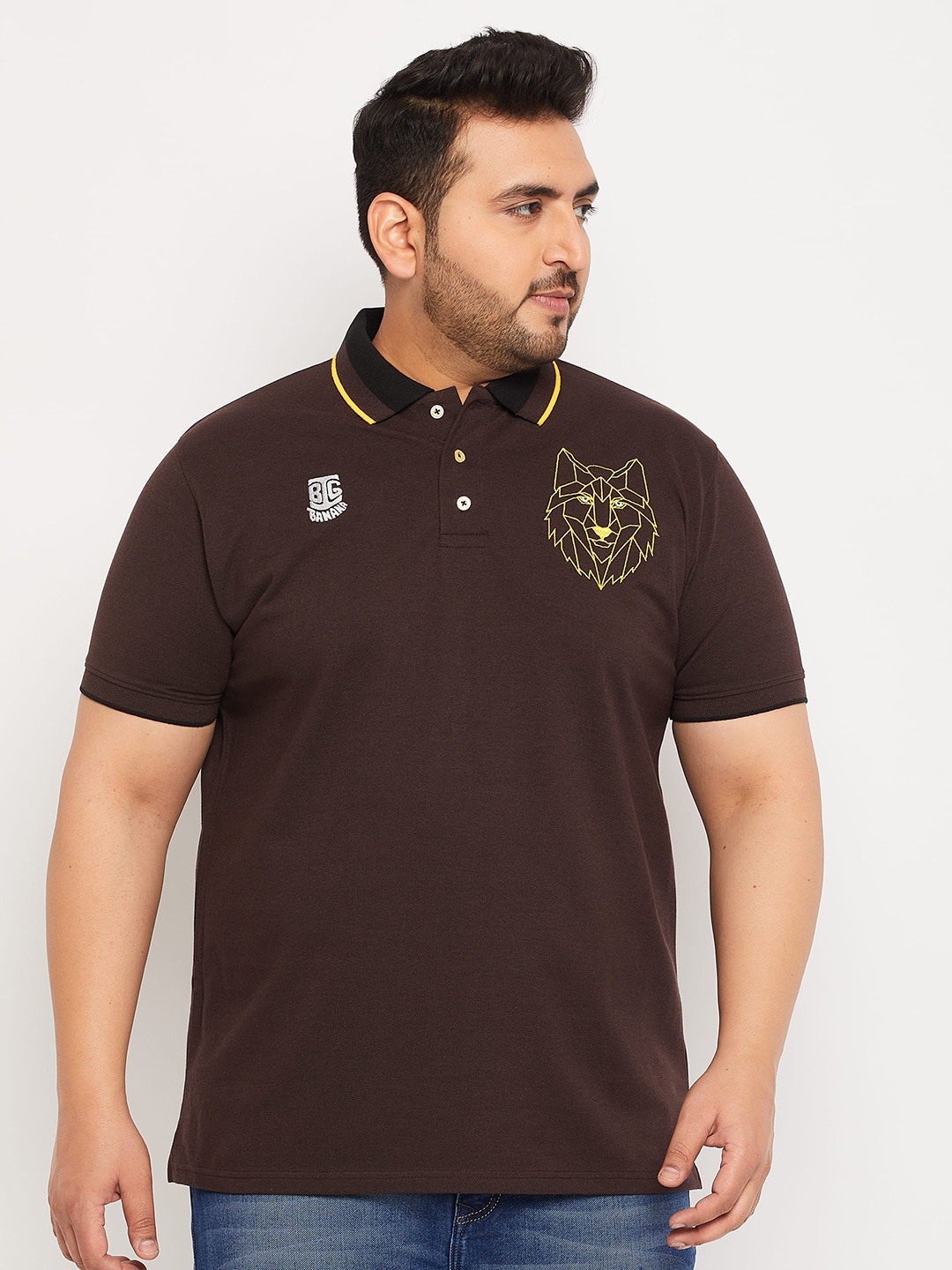 bigbanana Plus Size Embroidered Polo Collar Bio Finish Pure Cotton T-Shirt, Coffee brown
bigbanana Plus Size Embroidered Polo Collar Bio Finish Pure Cotton T-Shirt, Coffee brown